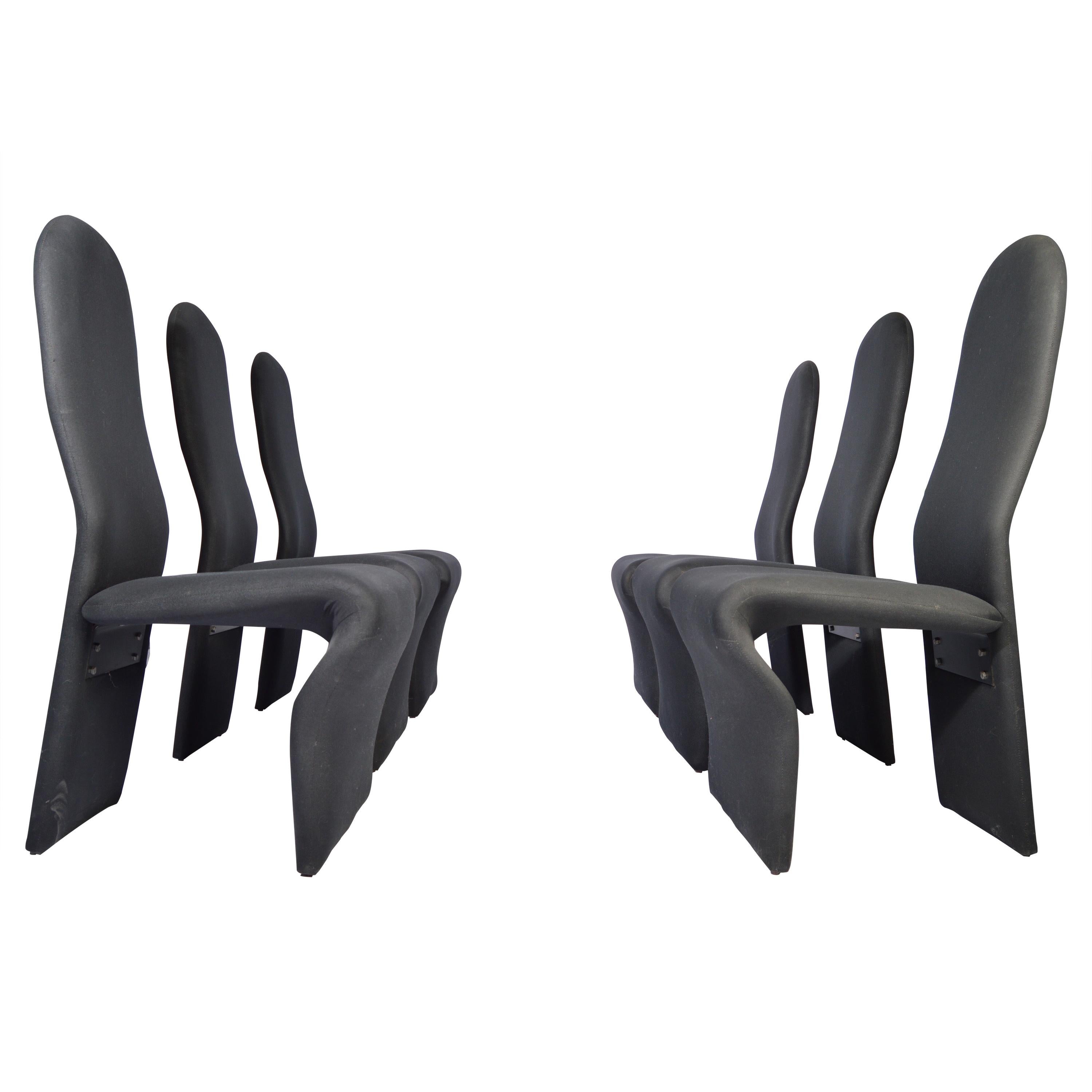 6-Jan Ekselius Style Hollywood Regency High Back Dining Chairs