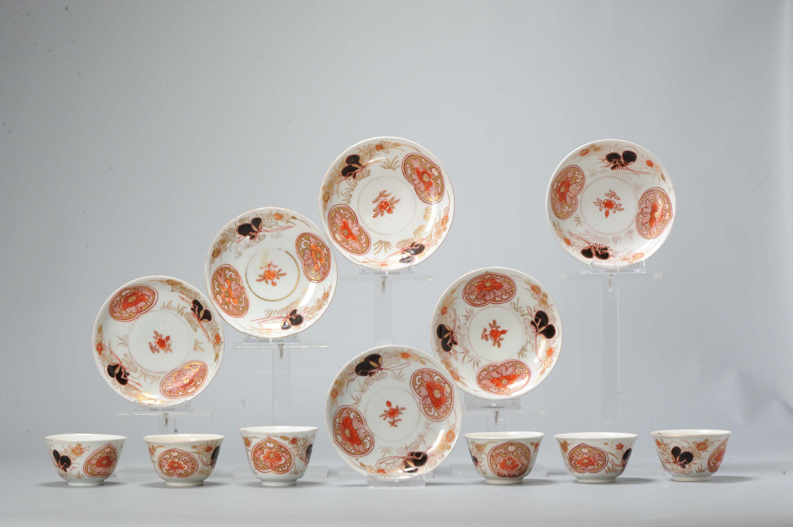 6# Ciotola da tè e piattino in porcellana Imari Porcelain oro del periodo Edo Giappone in vendita 4