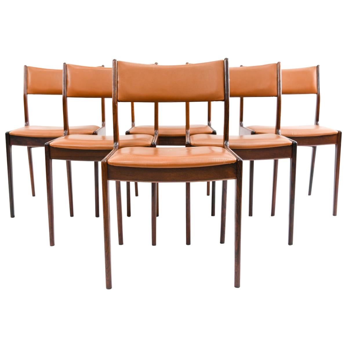 '6' Johannes Andersen for Uldum Mobelfabrik Rosewood Dining Chairs