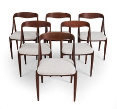 (6) Johannes Andersen Teak & Lambswool Dining Chairs for Uldum Mobelfabrik