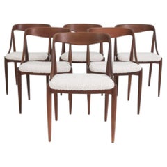 (6) Johannes Andersen Teak & Lambswool Dining Chairs for Uldum Mobelfabrik