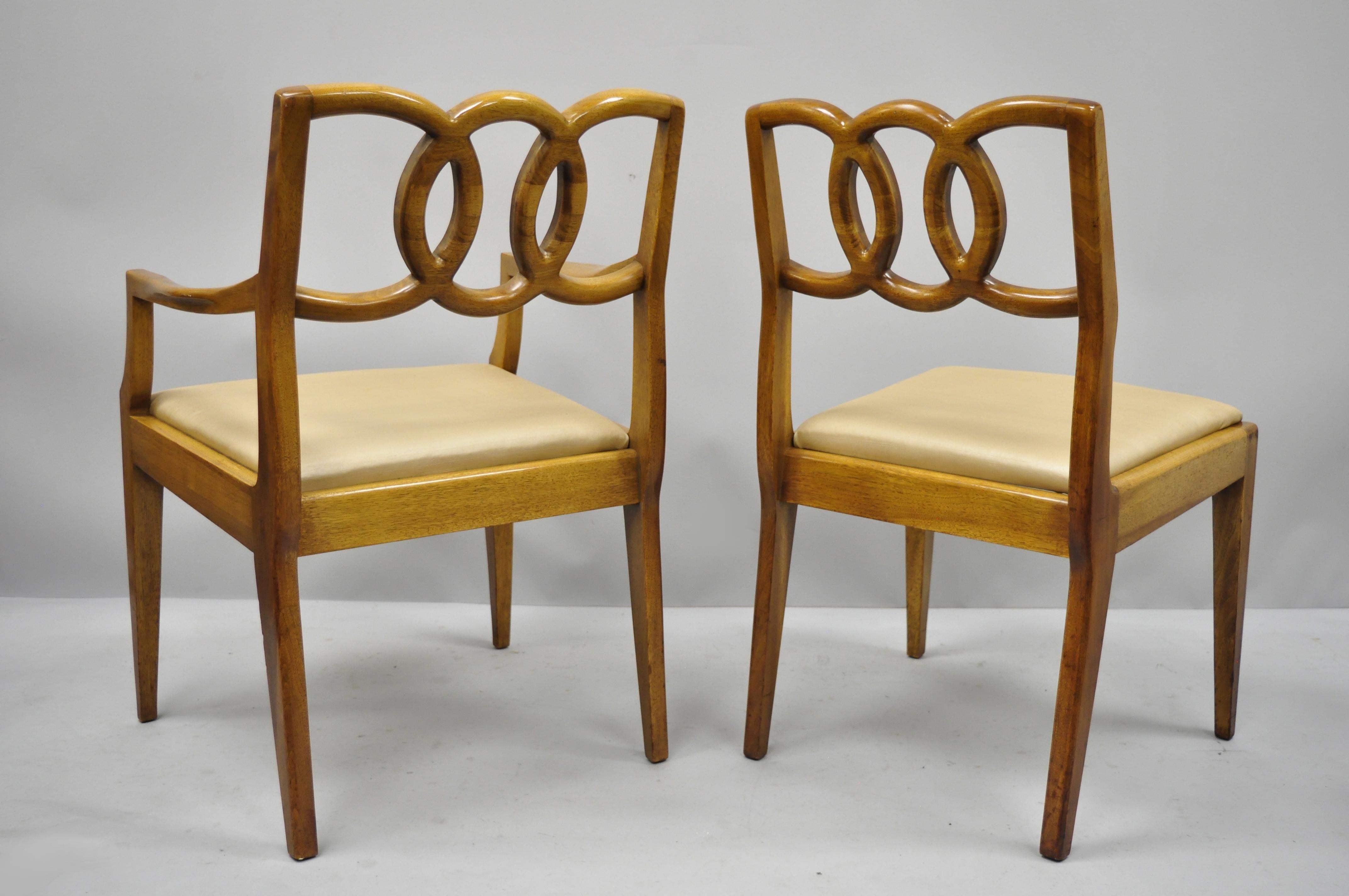 6 John Stuart Walnut Mid-Century Modern Interlocking Pretzel Back Dining Chairs 4