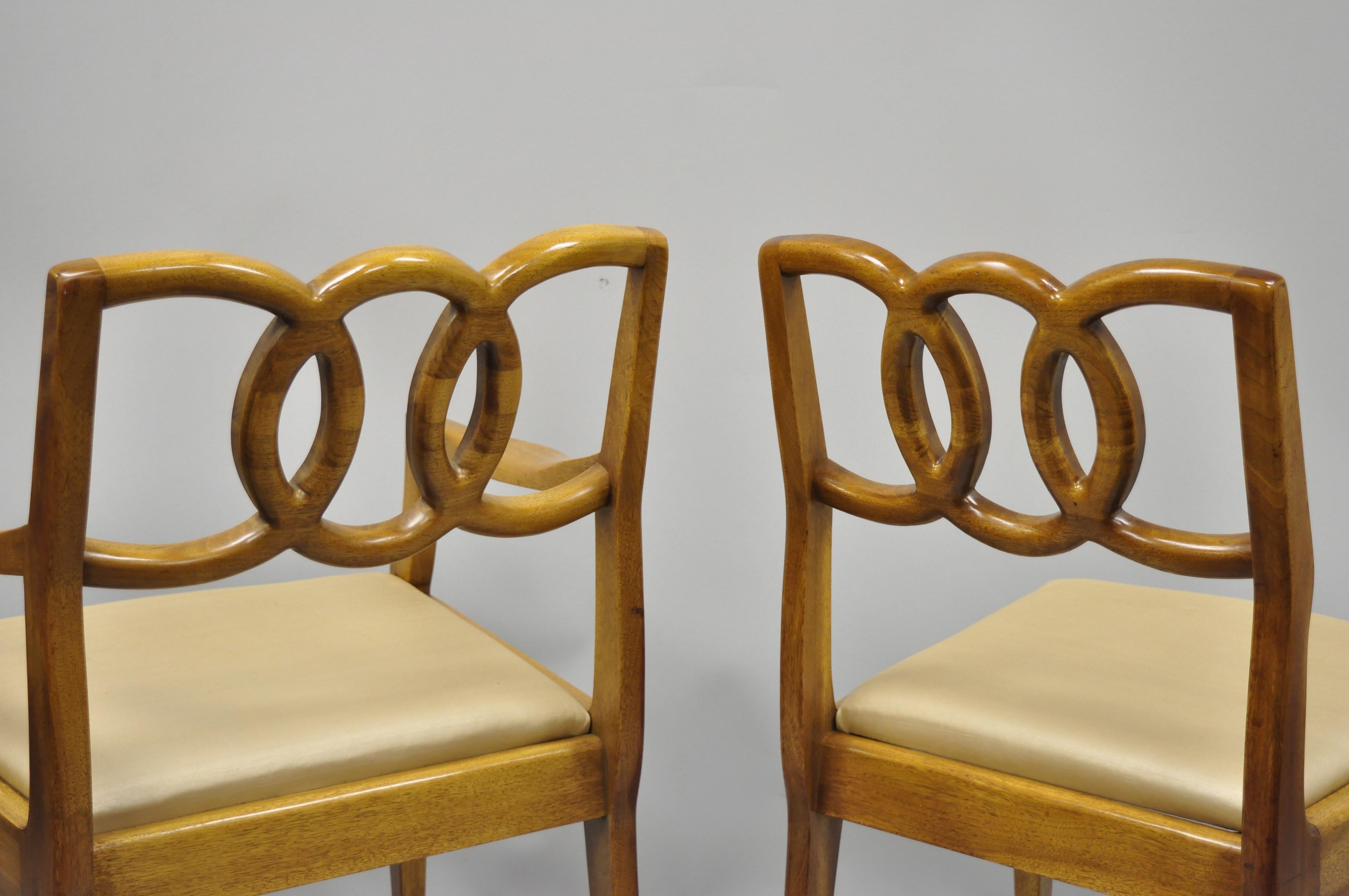 6 John Stuart Walnut Mid-Century Modern Interlocking Pretzel Back Dining Chairs 5