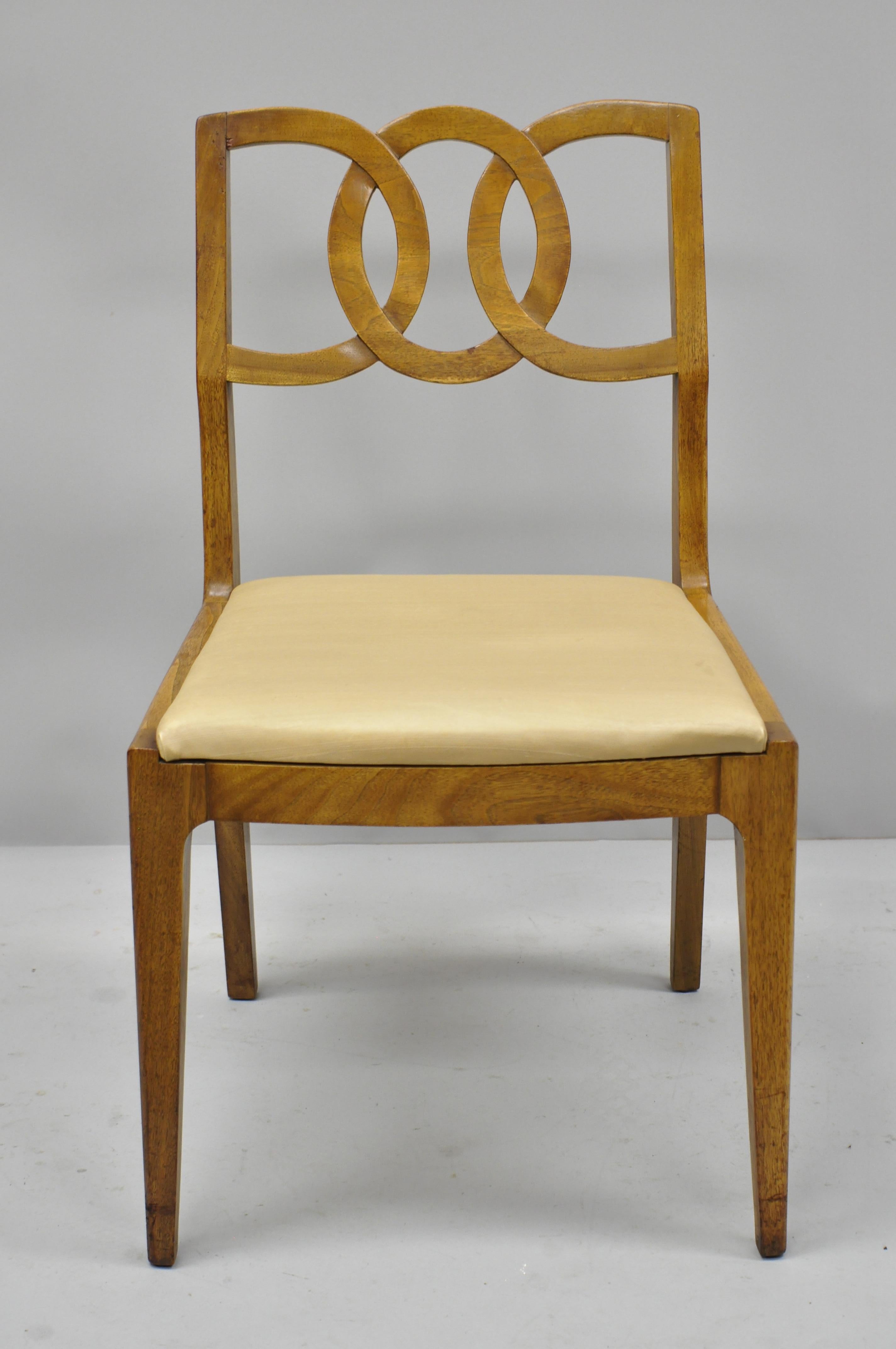 6 John Stuart Walnut Mid-Century Modern Interlocking Pretzel Back Dining Chairs 6