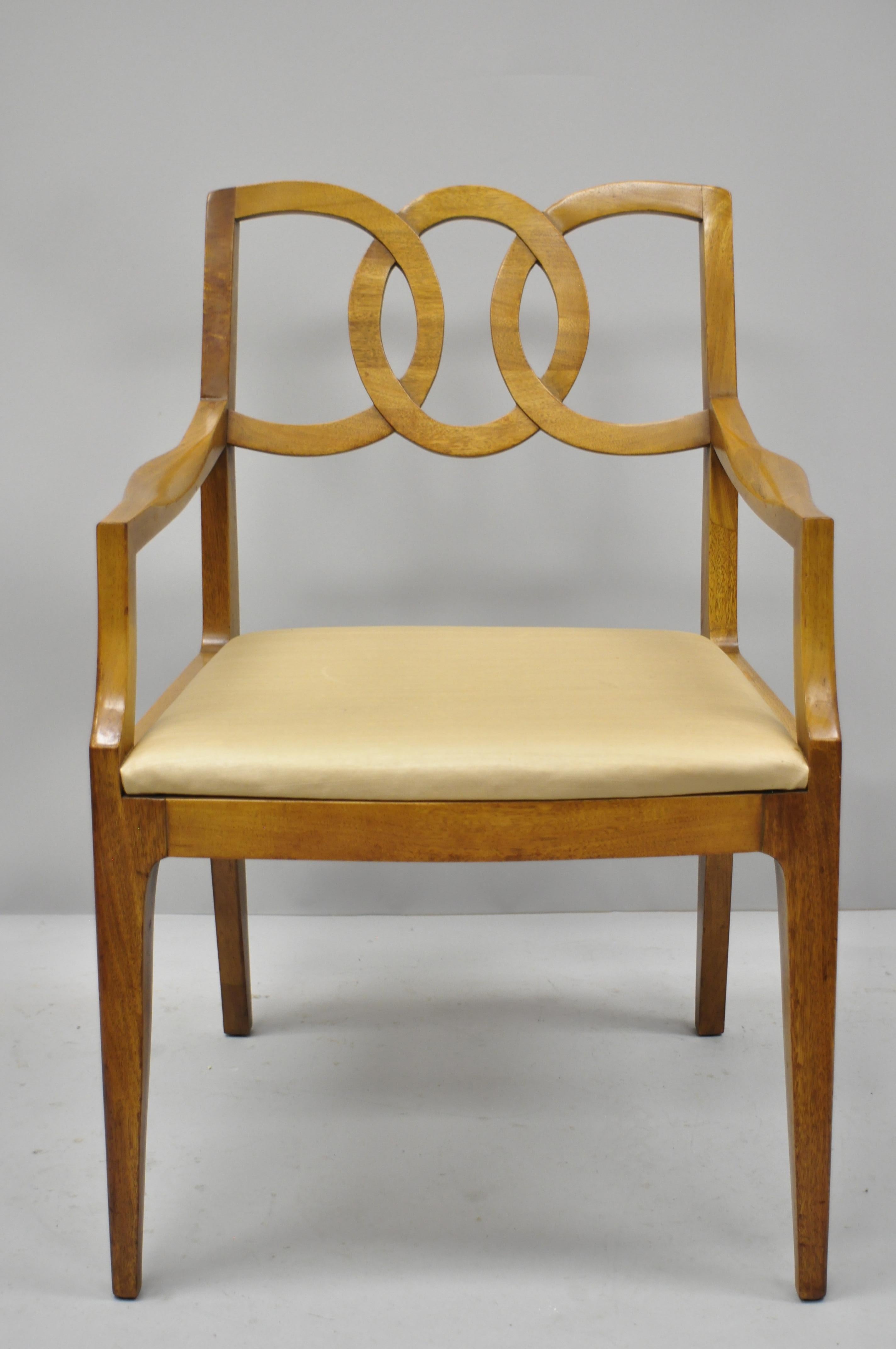 American 6 John Stuart Walnut Mid-Century Modern Interlocking Pretzel Back Dining Chairs