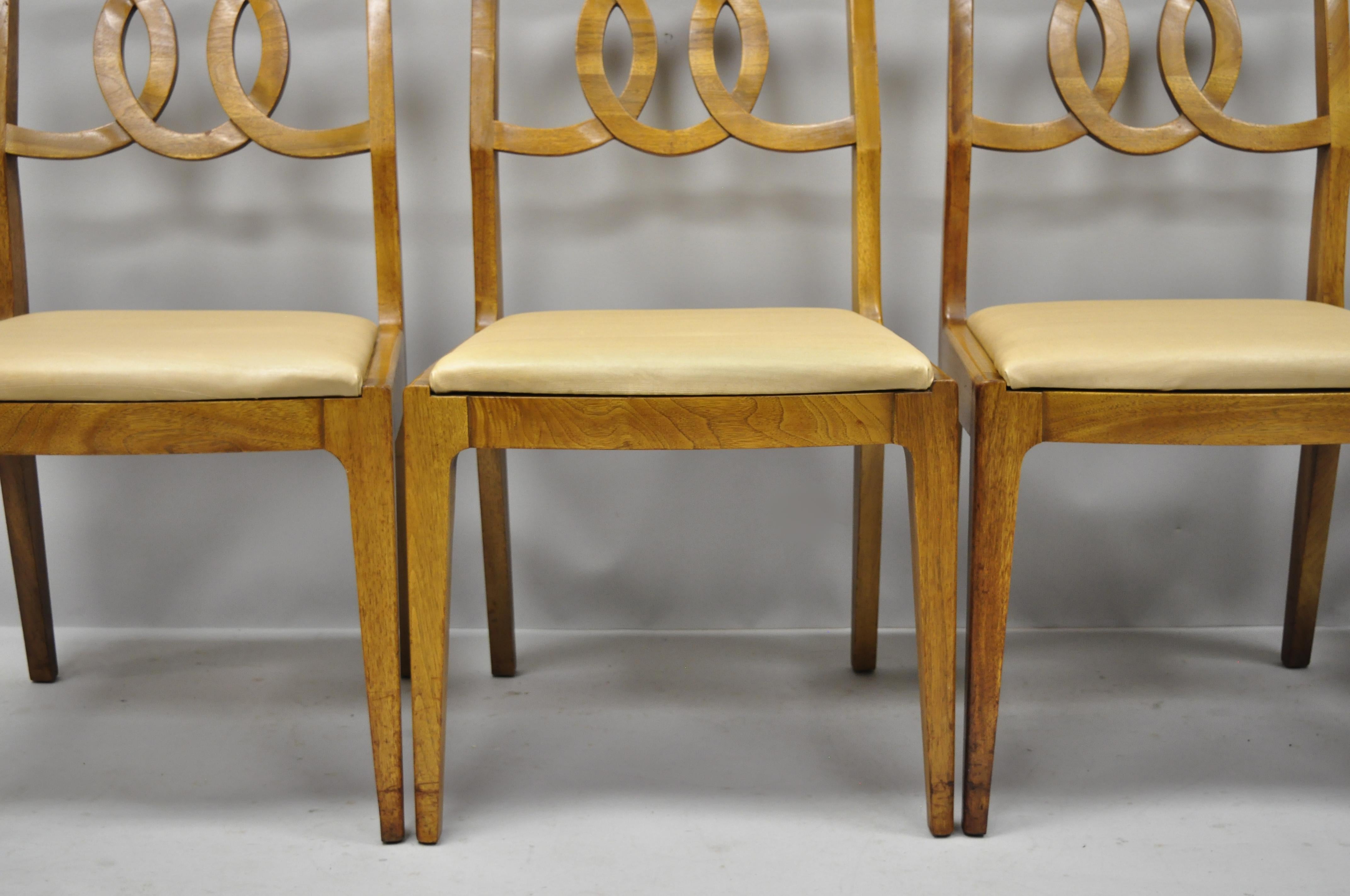 20th Century 6 John Stuart Walnut Mid-Century Modern Interlocking Pretzel Back Dining Chairs