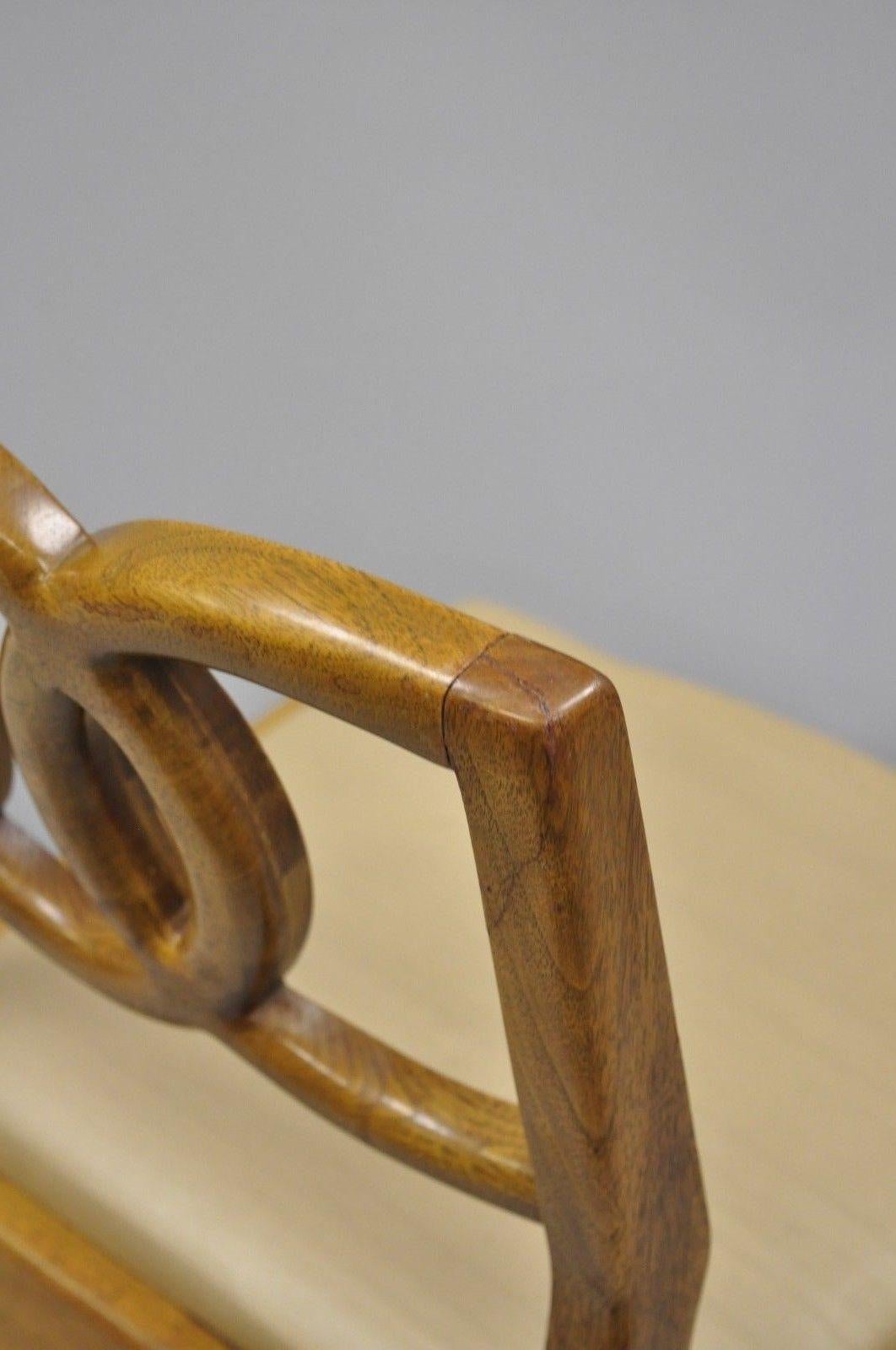 6 John Stuart Walnut Mid-Century Modern Interlocking Pretzel Back Dining Chairs 1