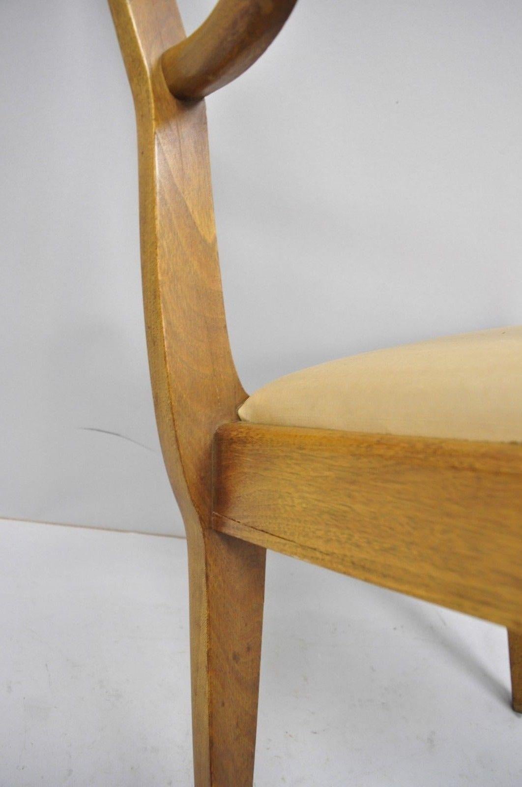 6 John Stuart Walnut Mid-Century Modern Interlocking Pretzel Back Dining Chairs 3