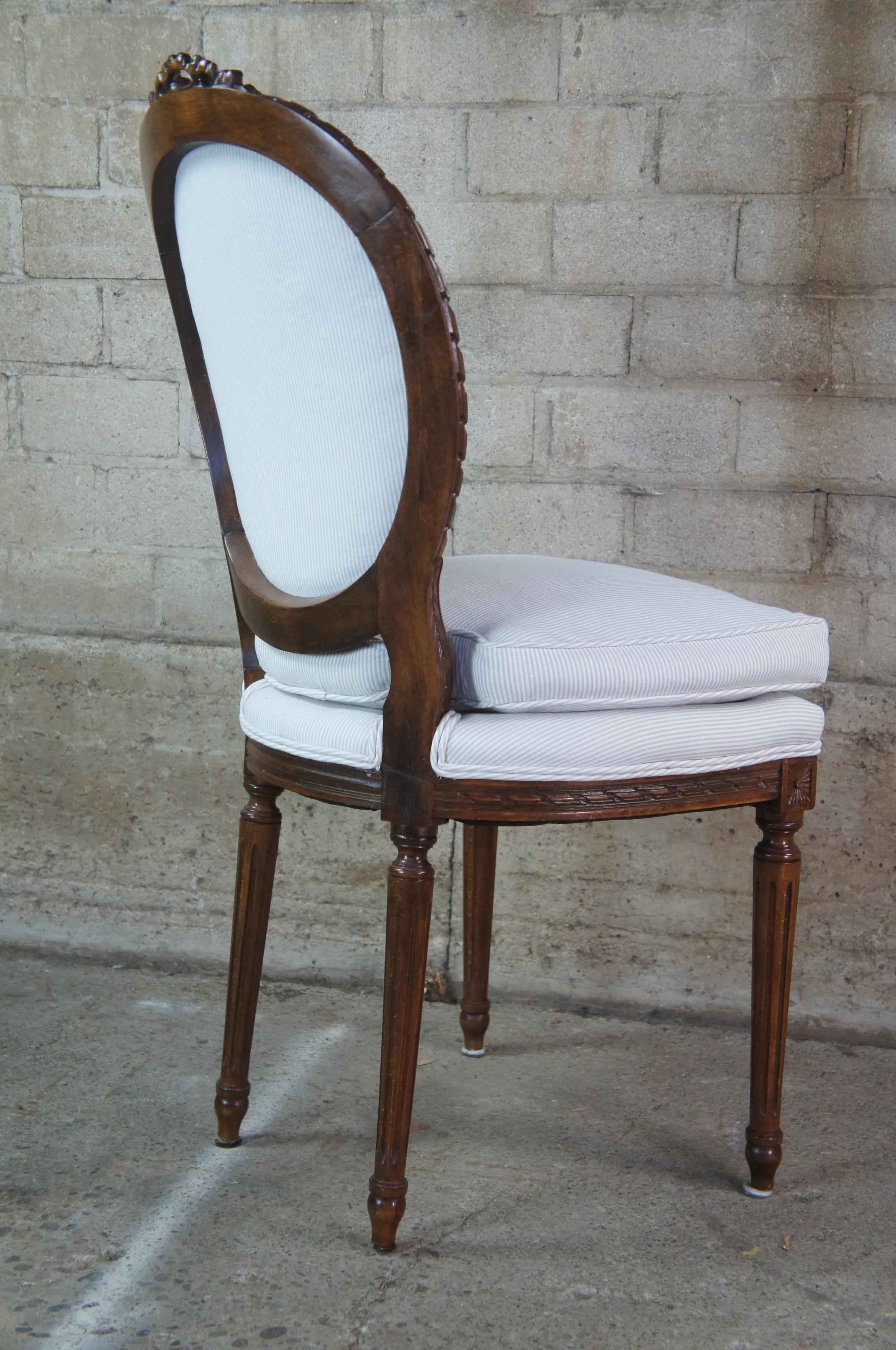 6 John Widdicomb Walnut French Louis XVI Neoclassical Seersucker Dining Chairs 4