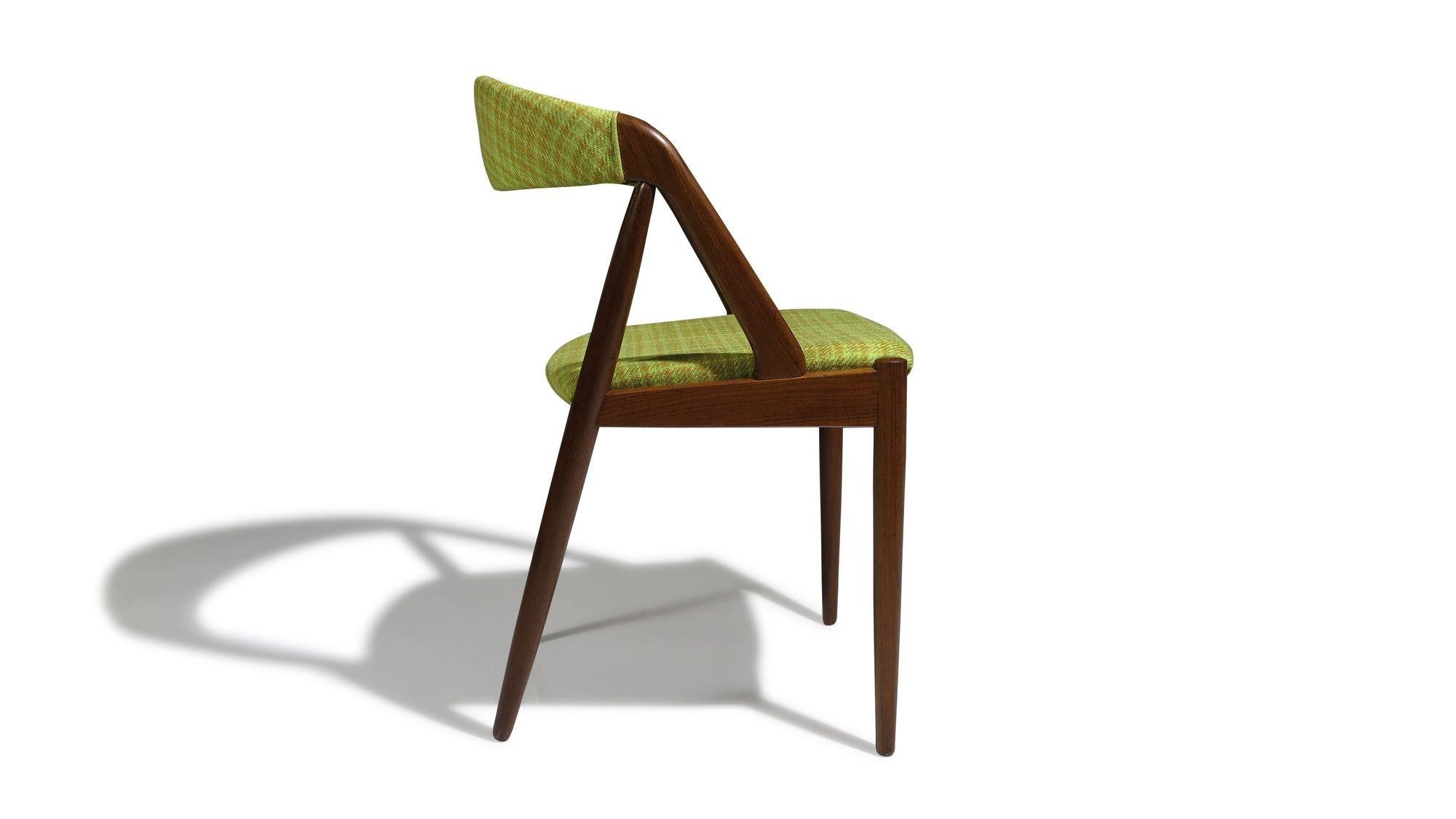 Oiled 6 Kai Kristiansen Danish Dining Chairs in Original Fabric For Sale