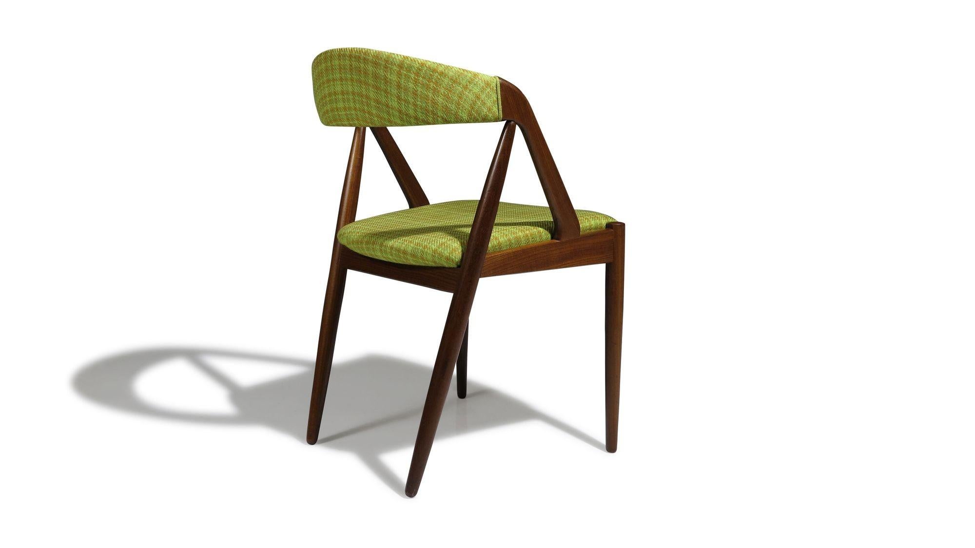 20th Century 6 Kai Kristiansen Danish Dining Chairs in Original Fabric For Sale