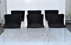 6 Kartell Italy Mademoiselle Chairs by Philippe Starck Black Fabric Lucite