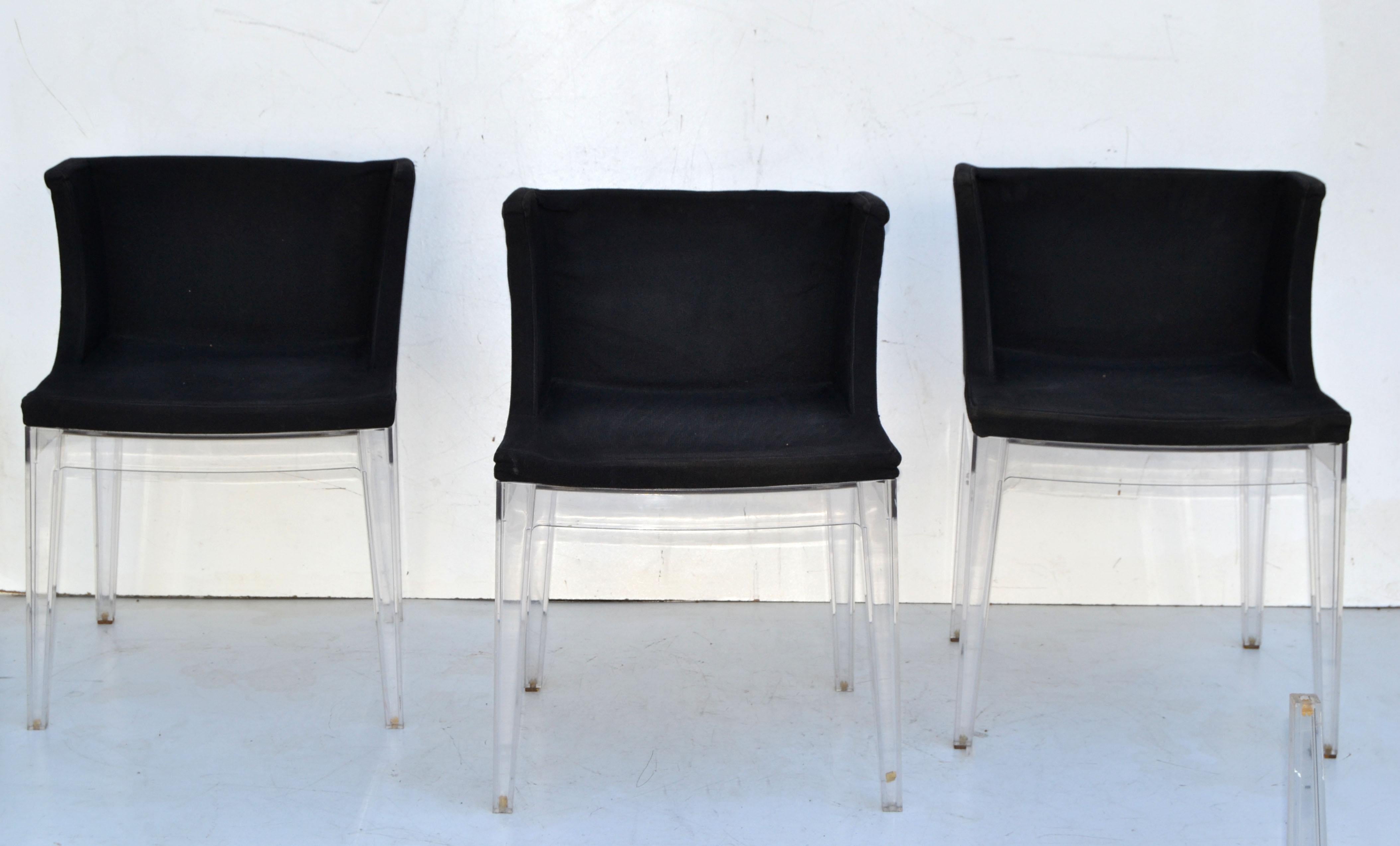 6 Kartell Italy Mademoiselle-Stühle von Philippe Starck aus schwarzem Lucite-Stoff (Italienisch) im Angebot