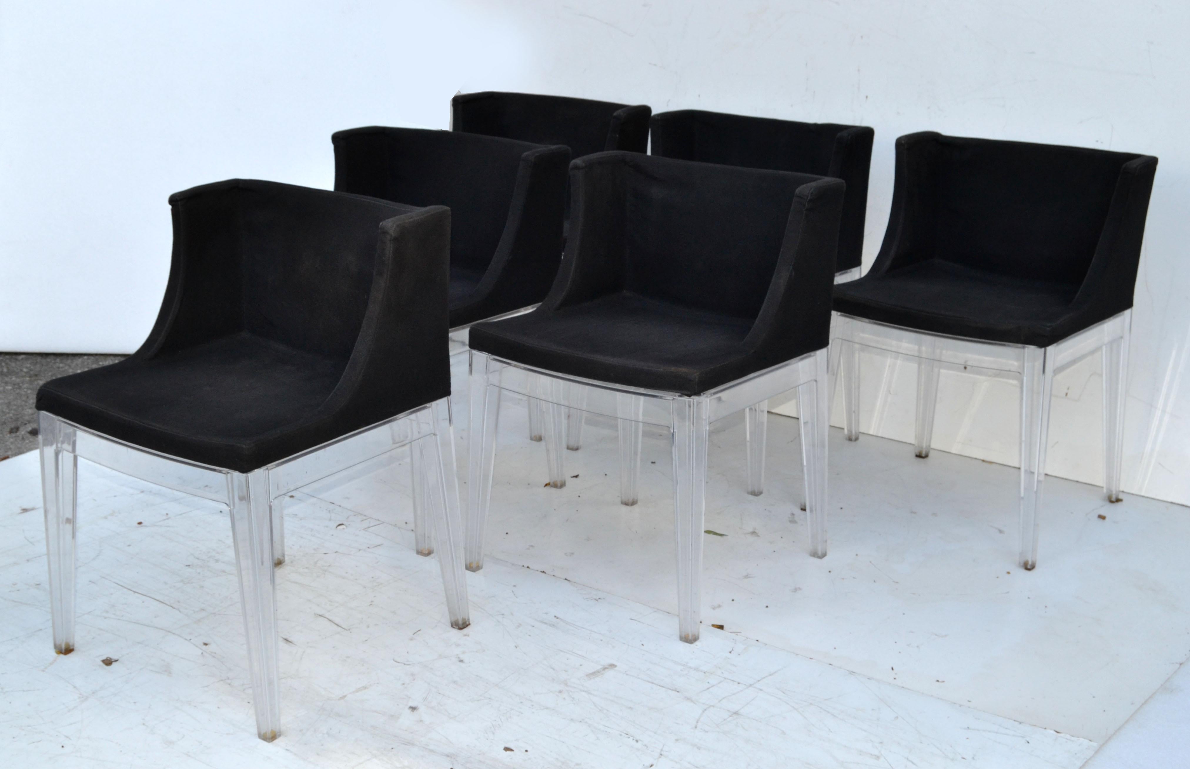6 Kartell Italy Mademoiselle-Stühle von Philippe Starck aus schwarzem Lucite-Stoff im Zustand „Gut“ im Angebot in Miami, FL