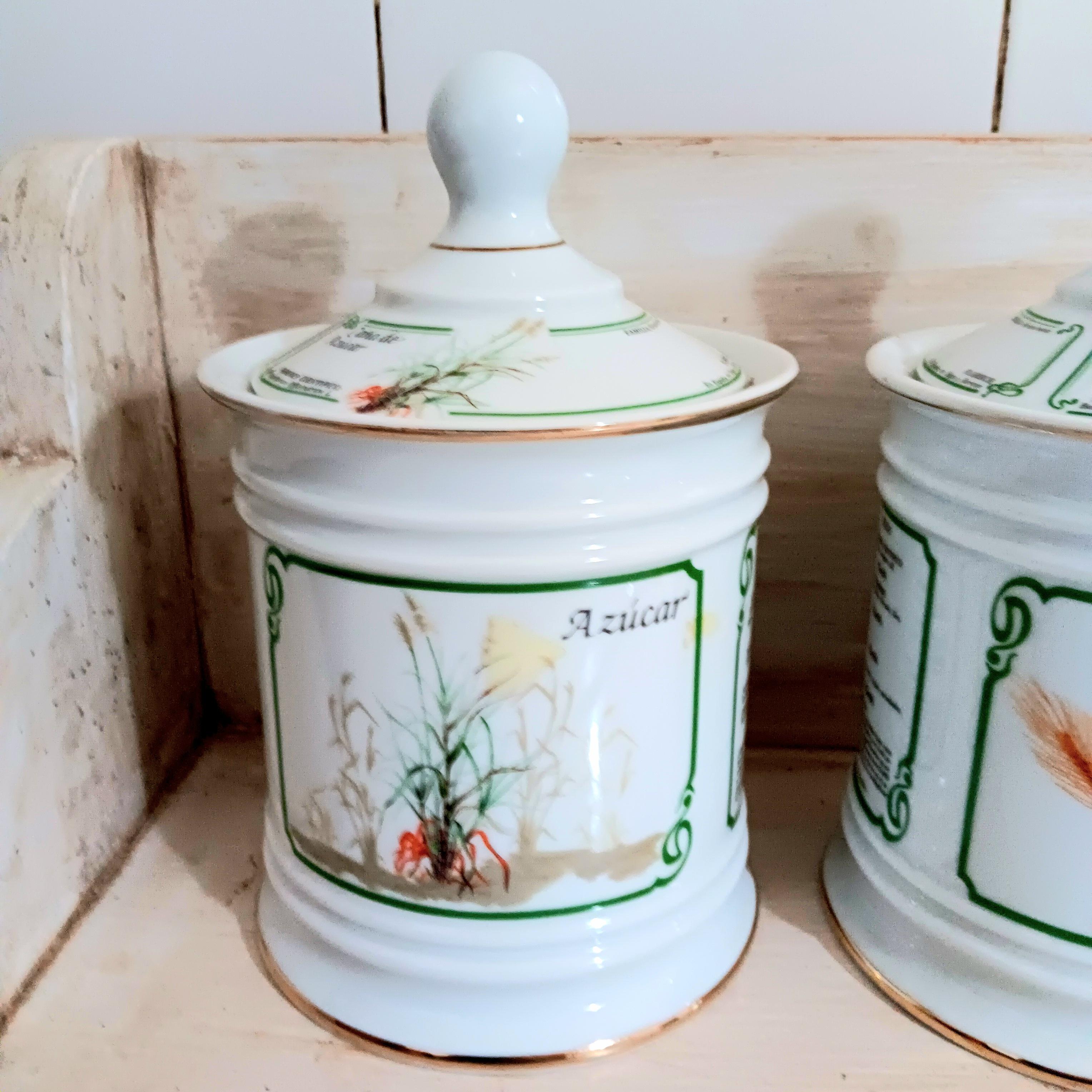 2 Kitchen Jars Flour and Sugar Spanish Porcelain Never Used For Sale 5