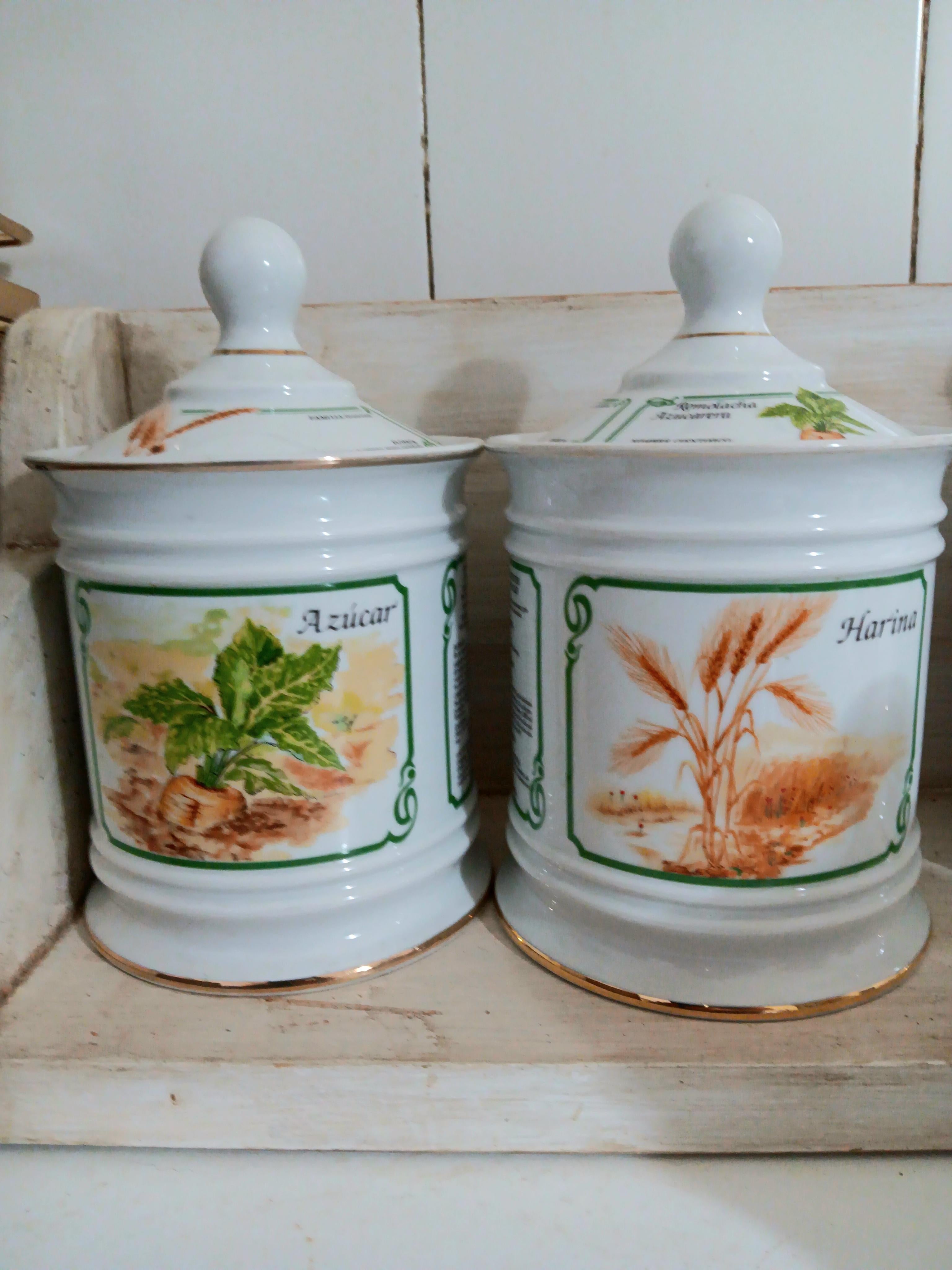 2 Kitchen Jars Flour and Sugar Spanish Porcelain Never Used For Sale 7