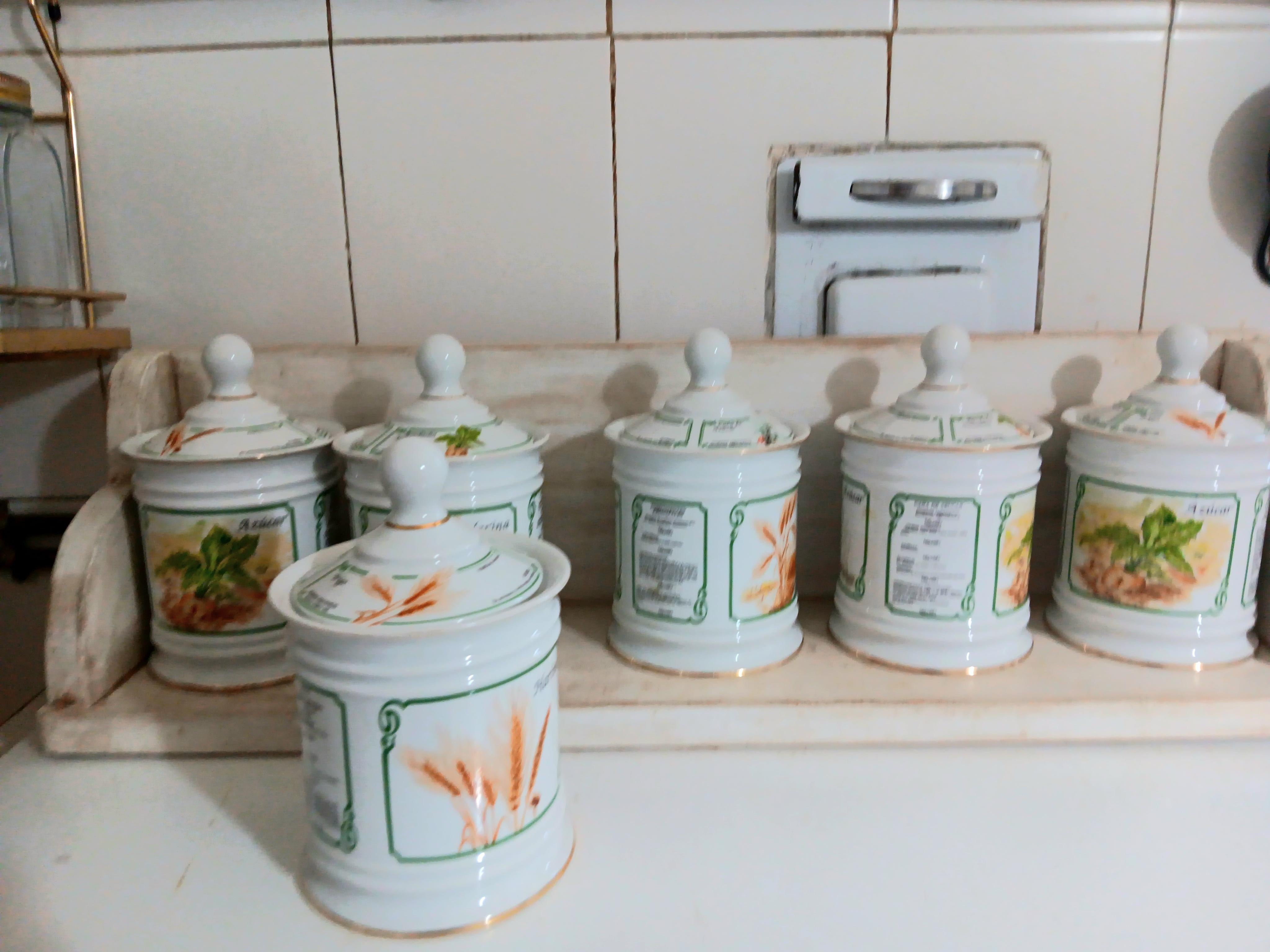 2 Kitchen Jars Flour and Sugar Spanish Porcelain Never Used For Sale 9