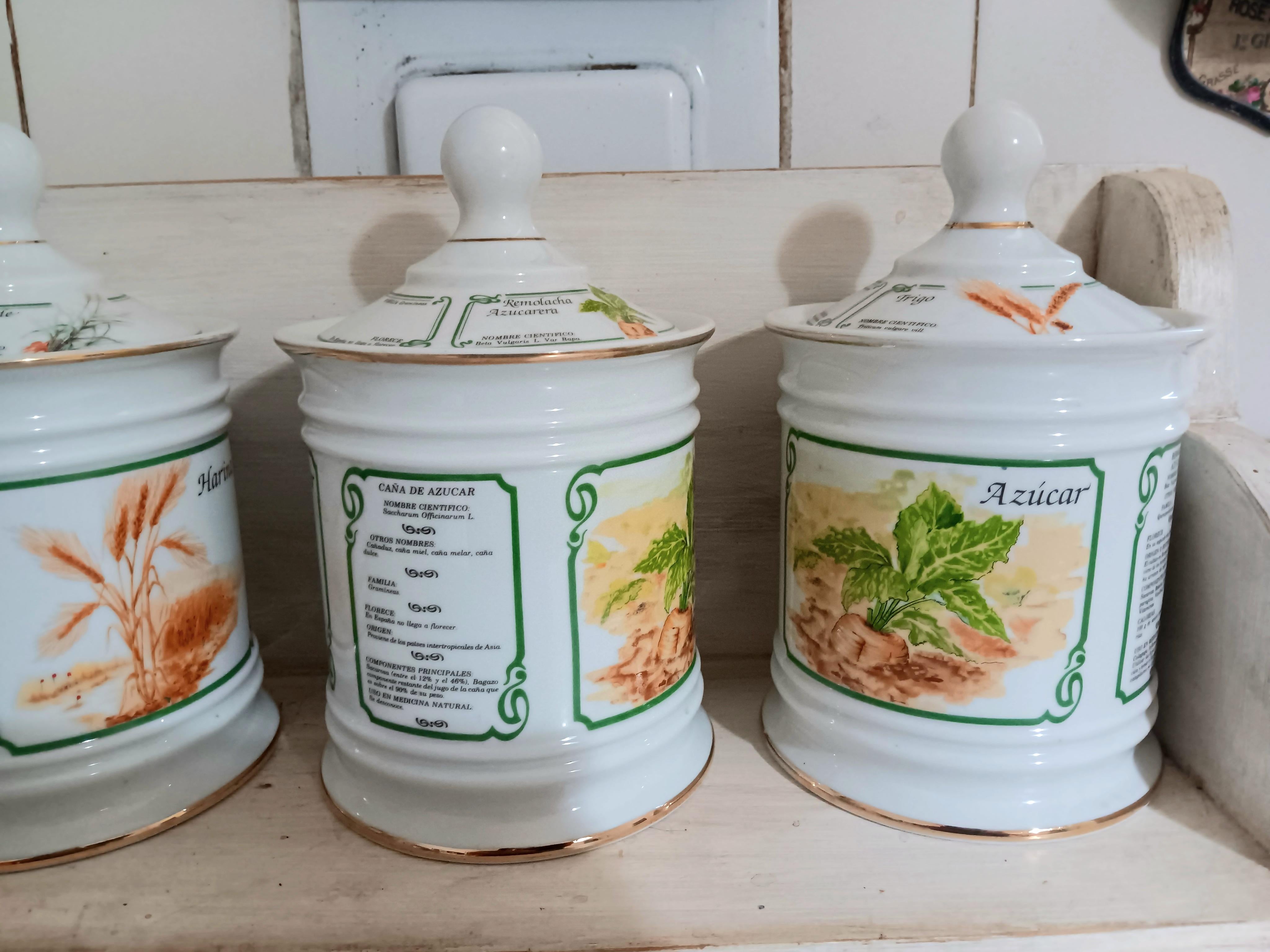 2 Kitchen Jars Flour and Sugar Spanish Porcelain Never Used For Sale 11