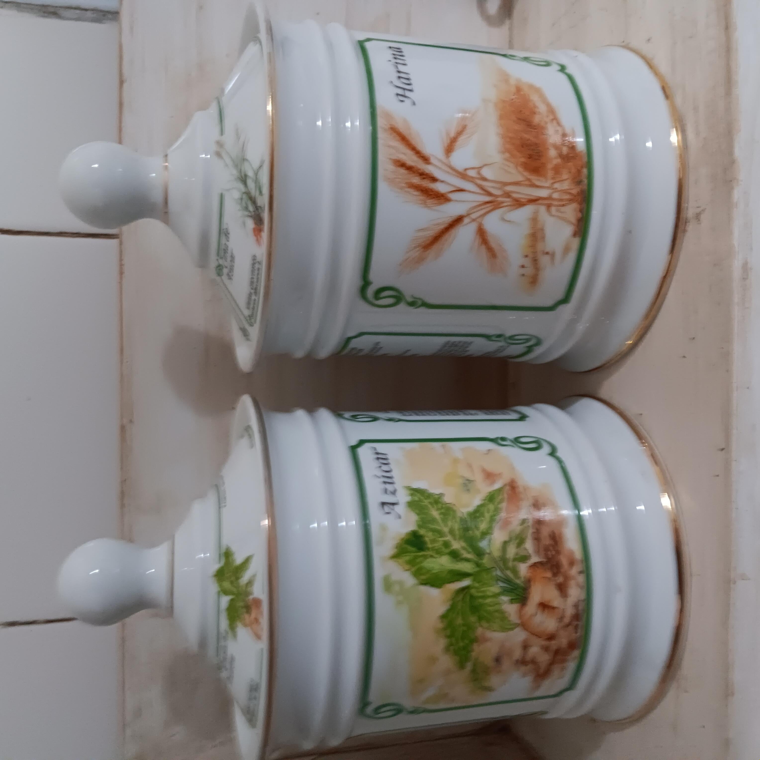 Other 2 Kitchen Jars Flour and Sugar Spanish Porcelain Never Used For Sale