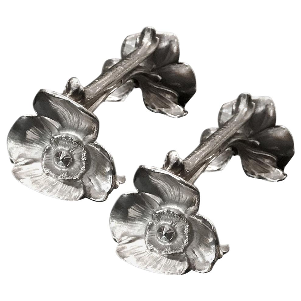 Art Nouveau set of 6 Knife Rests Poppy Flowers Gallia Christofle Silver Plated