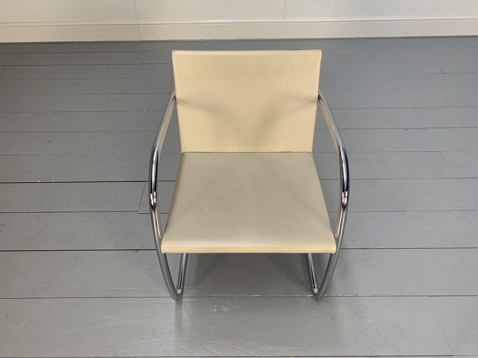 6 Knoll Studio “Brno” Armchair Suite in Chrome & Pale Ivory Leather For Sale 6