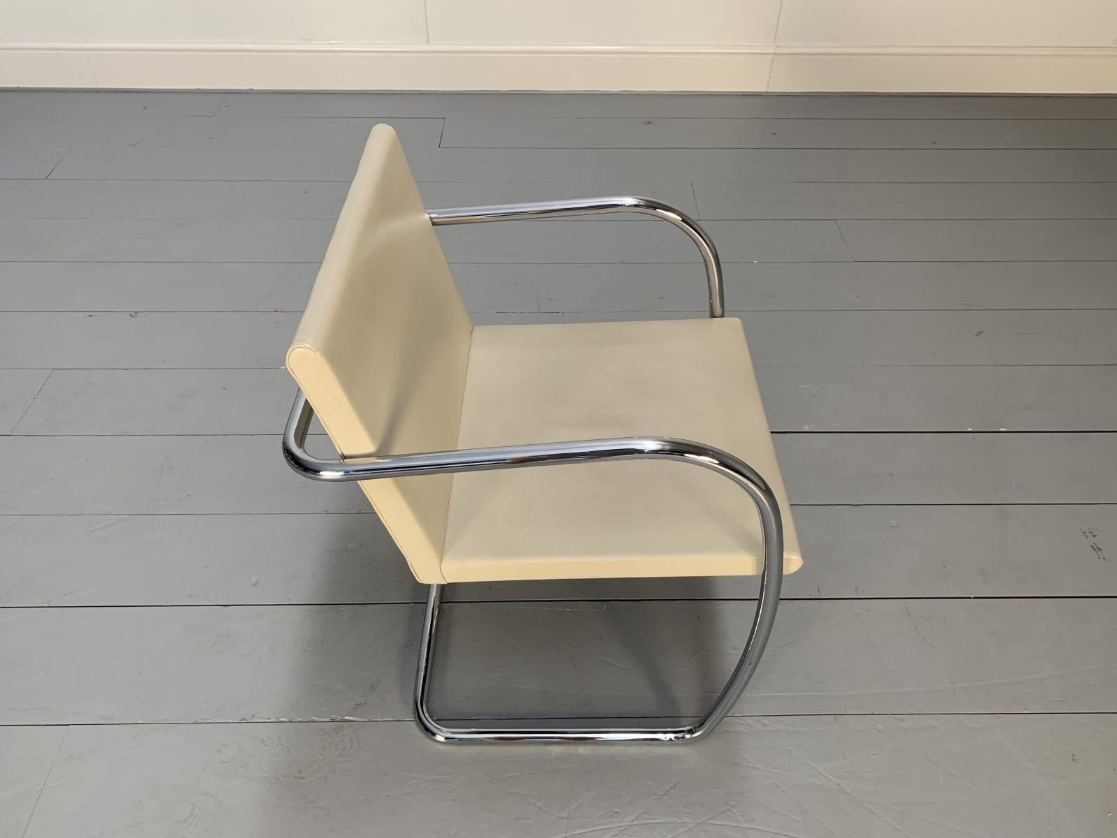 6 Knoll Studio “Brno” Armchair Suite in Chrome & Pale Ivory Leather For Sale 7