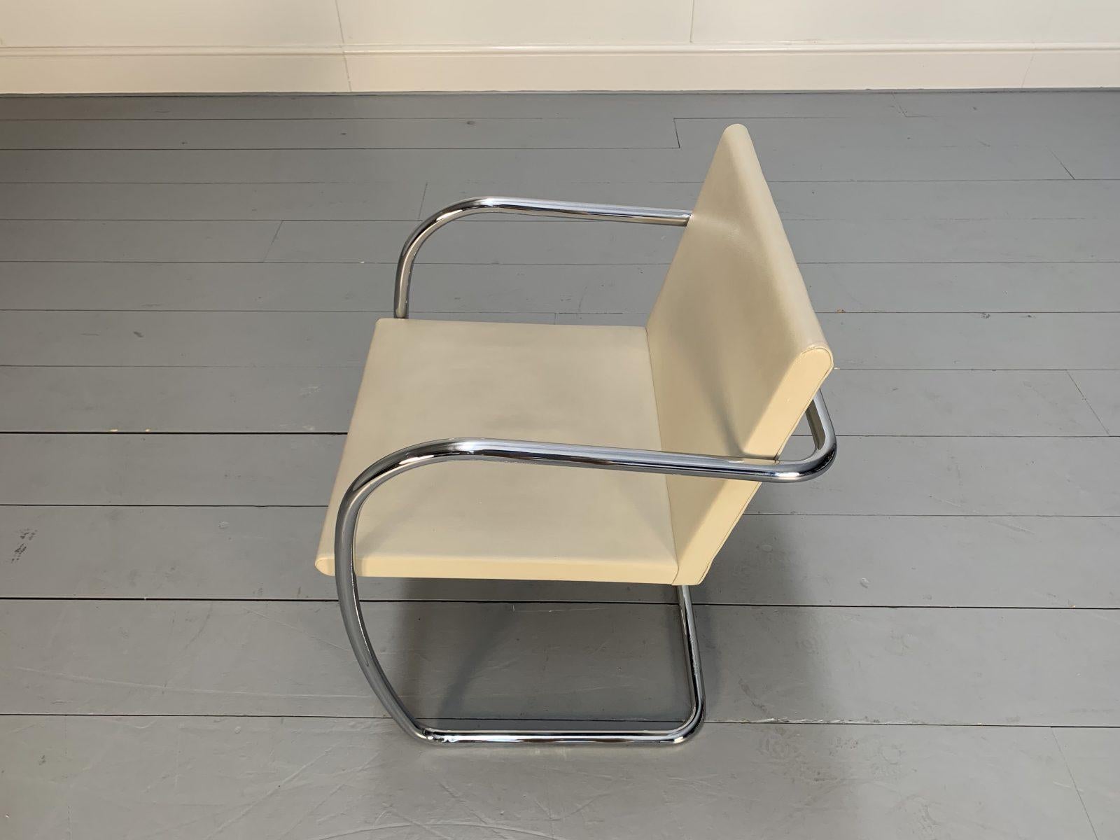 6 Knoll Studio “Brno” Armchair Suite in Chrome & Pale Ivory Leather For Sale 8