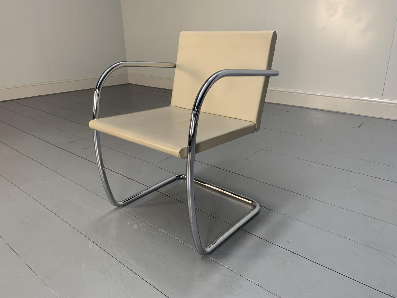 6 Knoll Studio “Brno” Armchair Suite in Chrome & Pale Ivory Leather For Sale 9