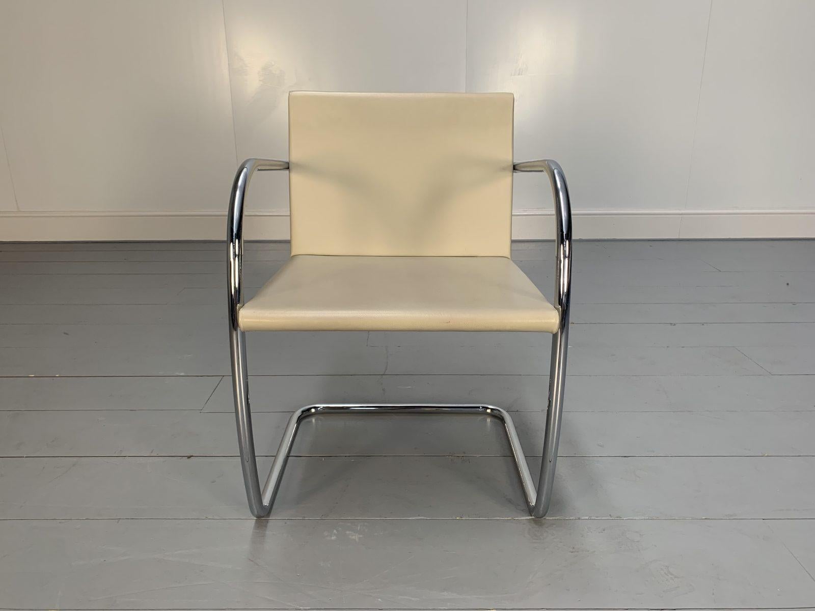 6 Knoll Studio “Brno” Armchair Suite in Chrome & Pale Ivory Leather For Sale 2