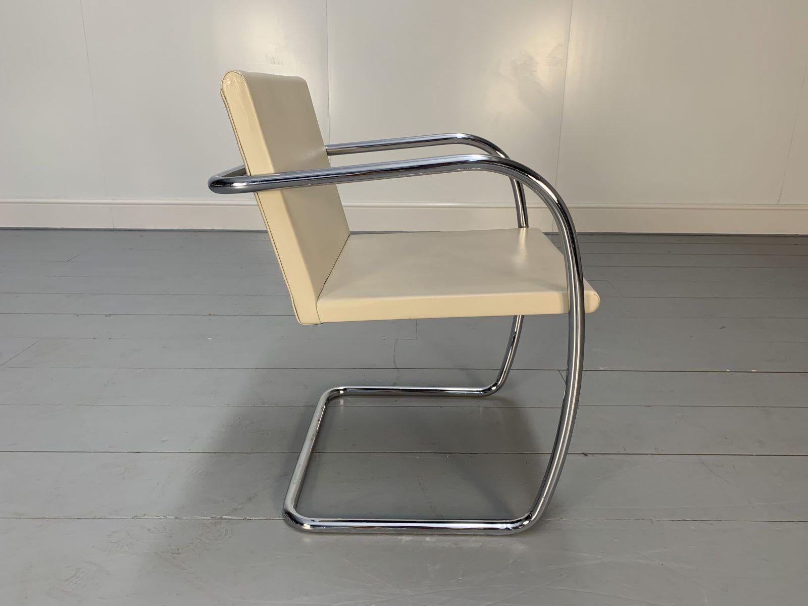 6 Knoll Studio “Brno” Armchair Suite in Chrome & Pale Ivory Leather For Sale 3