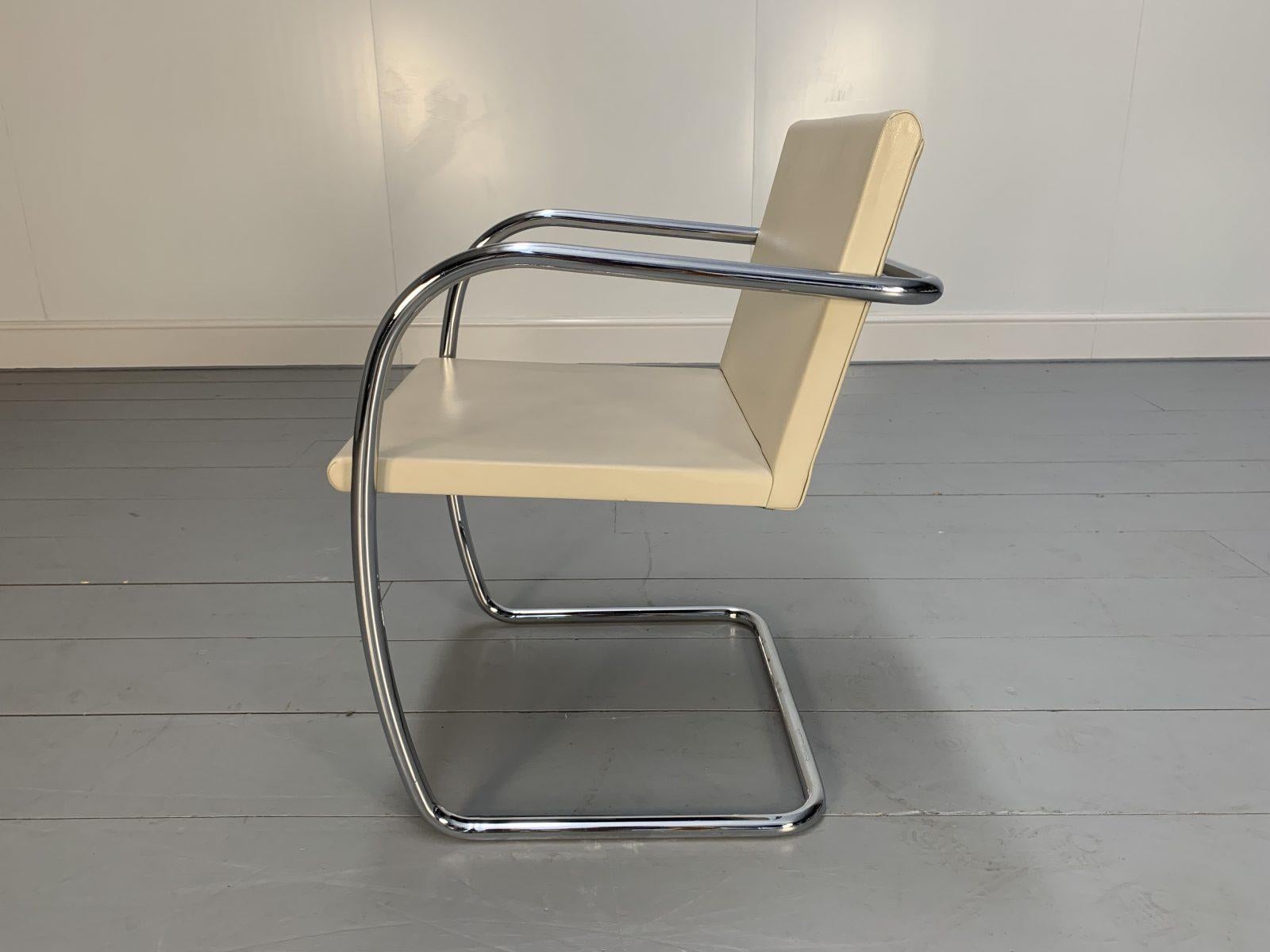 6 Knoll Studio “Brno” Armchair Suite in Chrome & Pale Ivory Leather For Sale 5