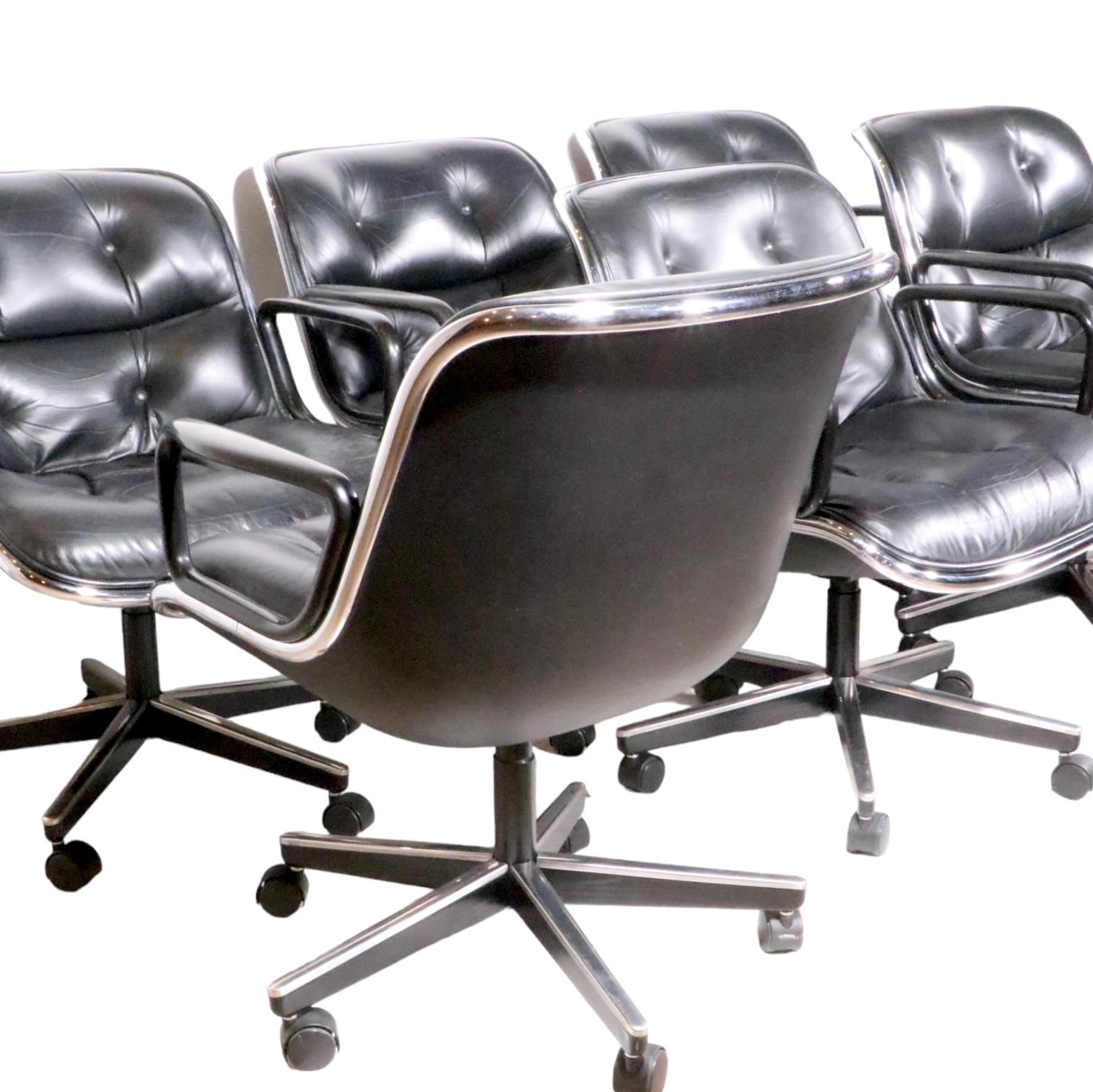 Mid-Century Modern 5 Knoll Swivel Tilt Office Chairs Designed by Charles Pollock for Knoll c 1960's