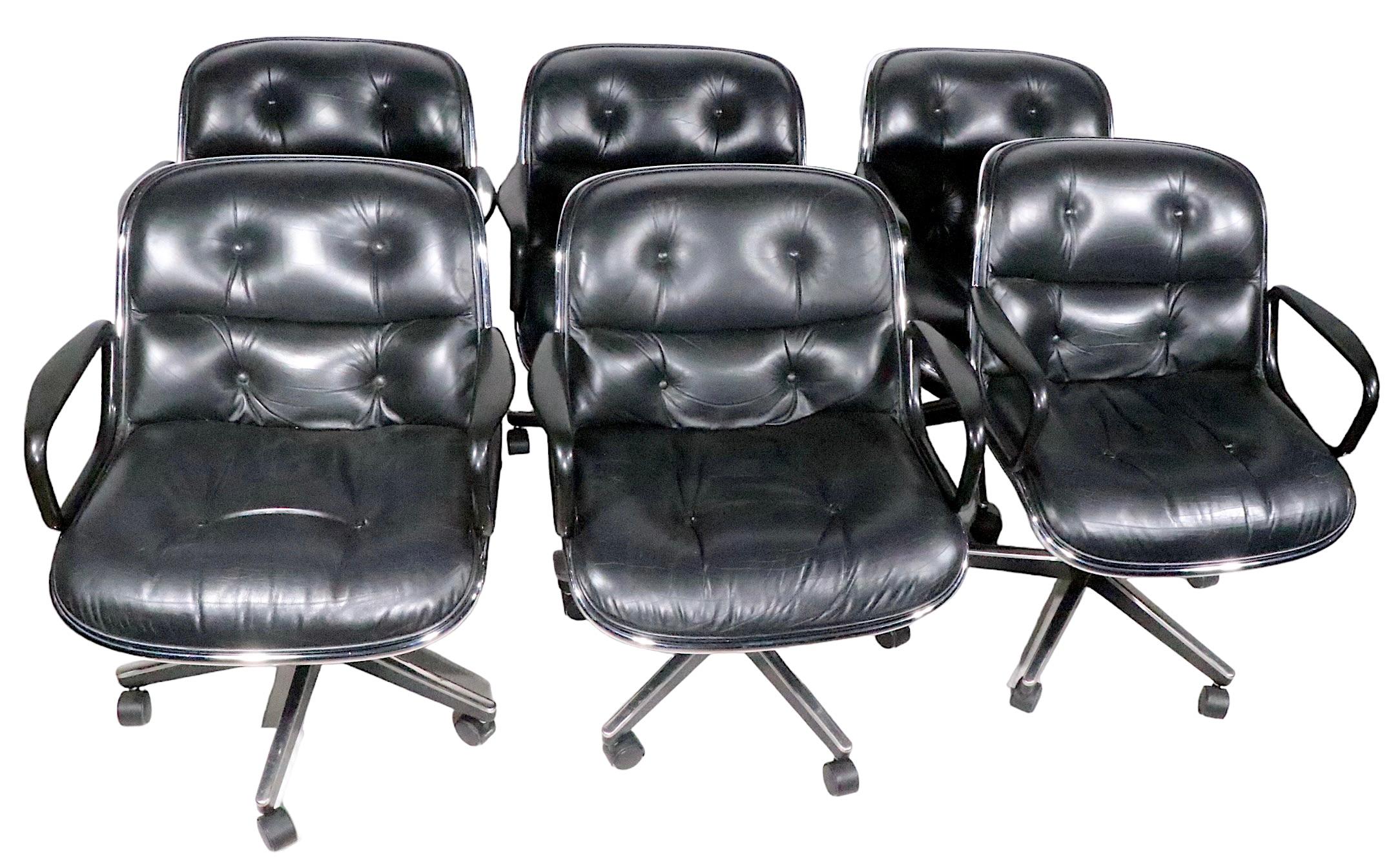 American 5 Knoll Swivel Tilt Office Chairs Designed by Charles Pollock for Knoll c 1960's