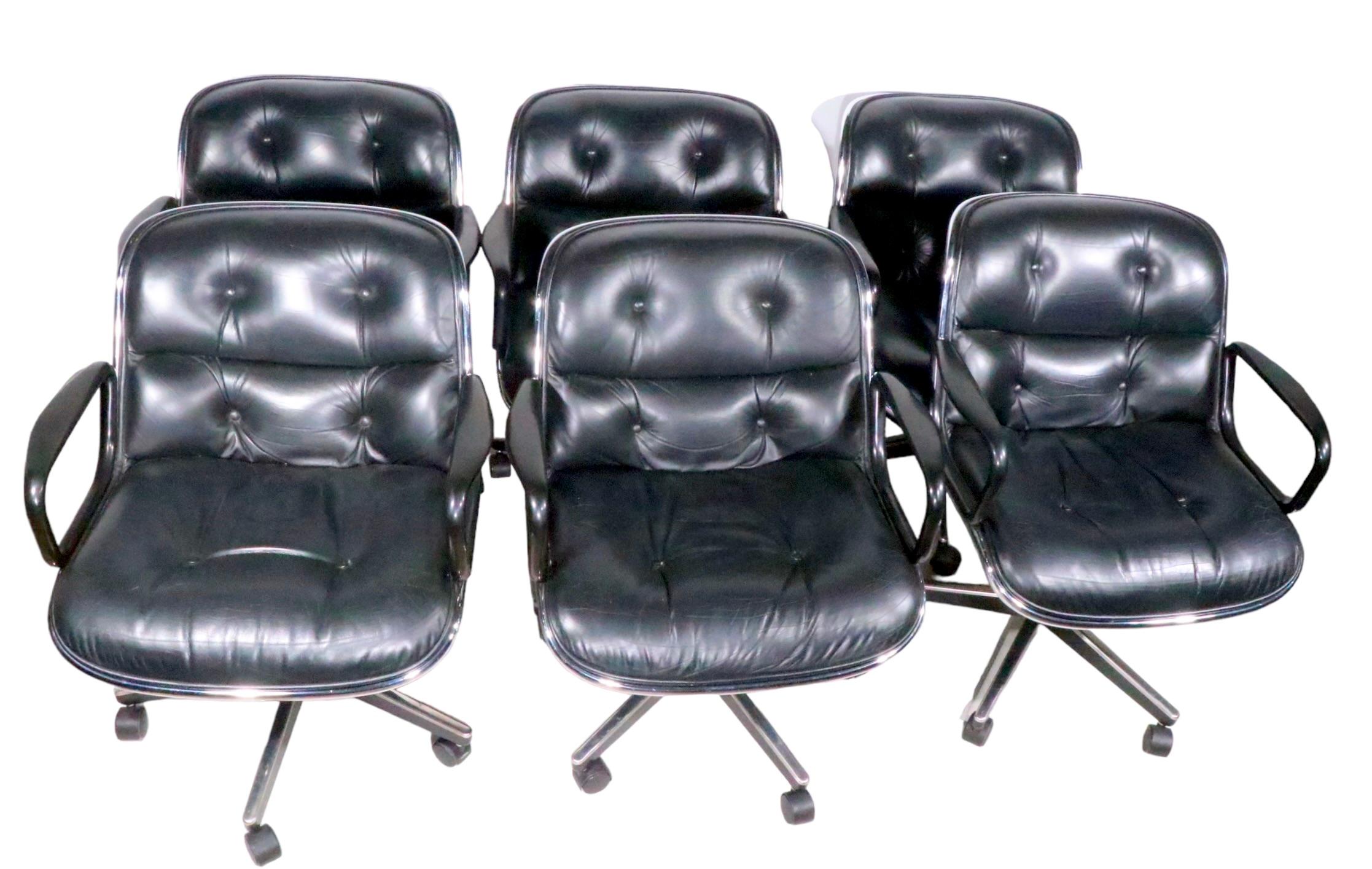 5 Knoll Swivel Tilt Office Chairs Designed by Charles Pollock for Knoll c 1960's In Good Condition In New York, NY