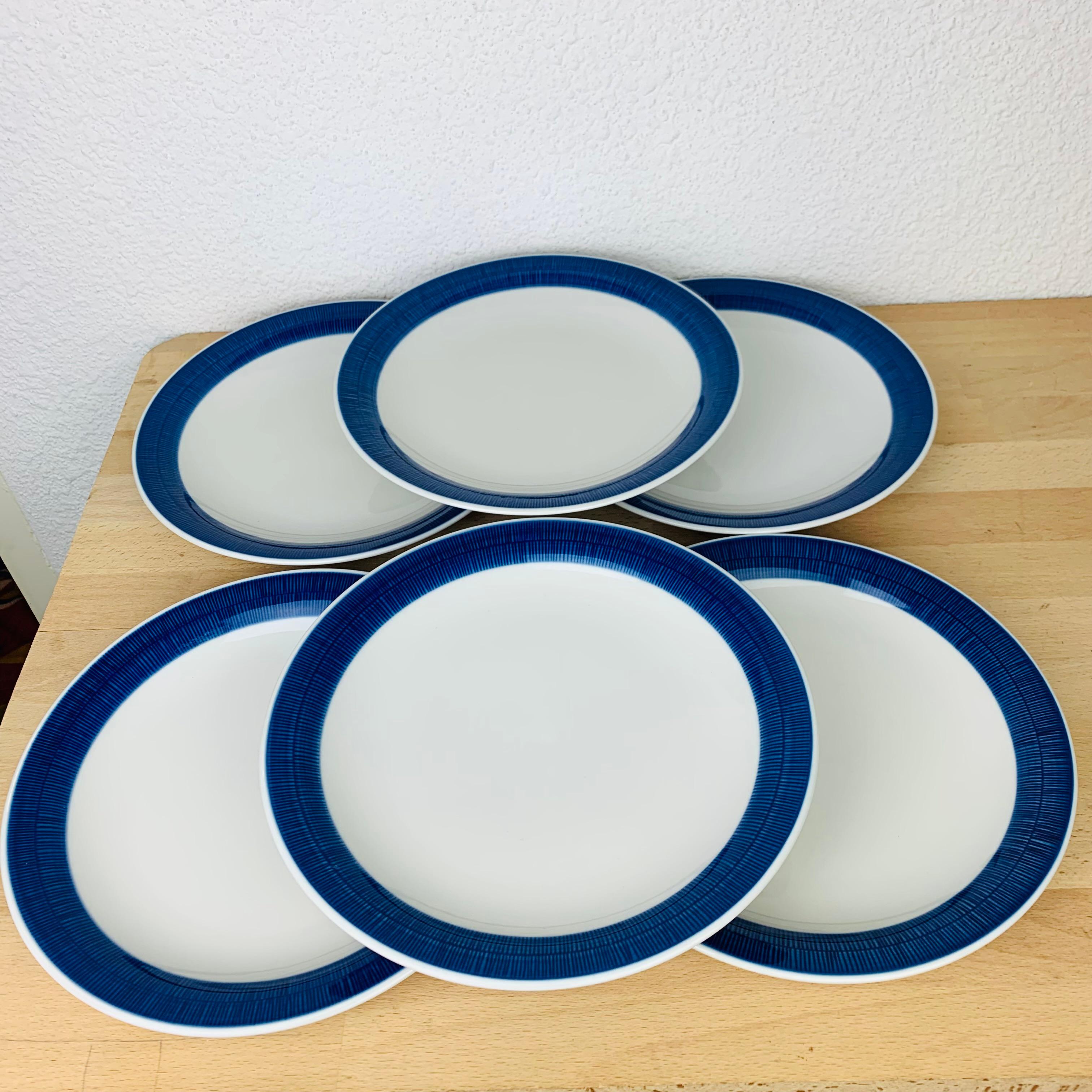 Scandinavian Modern 6 Koka dinner plates by Hertha Bengtson for Rörstrand Sweden  For Sale