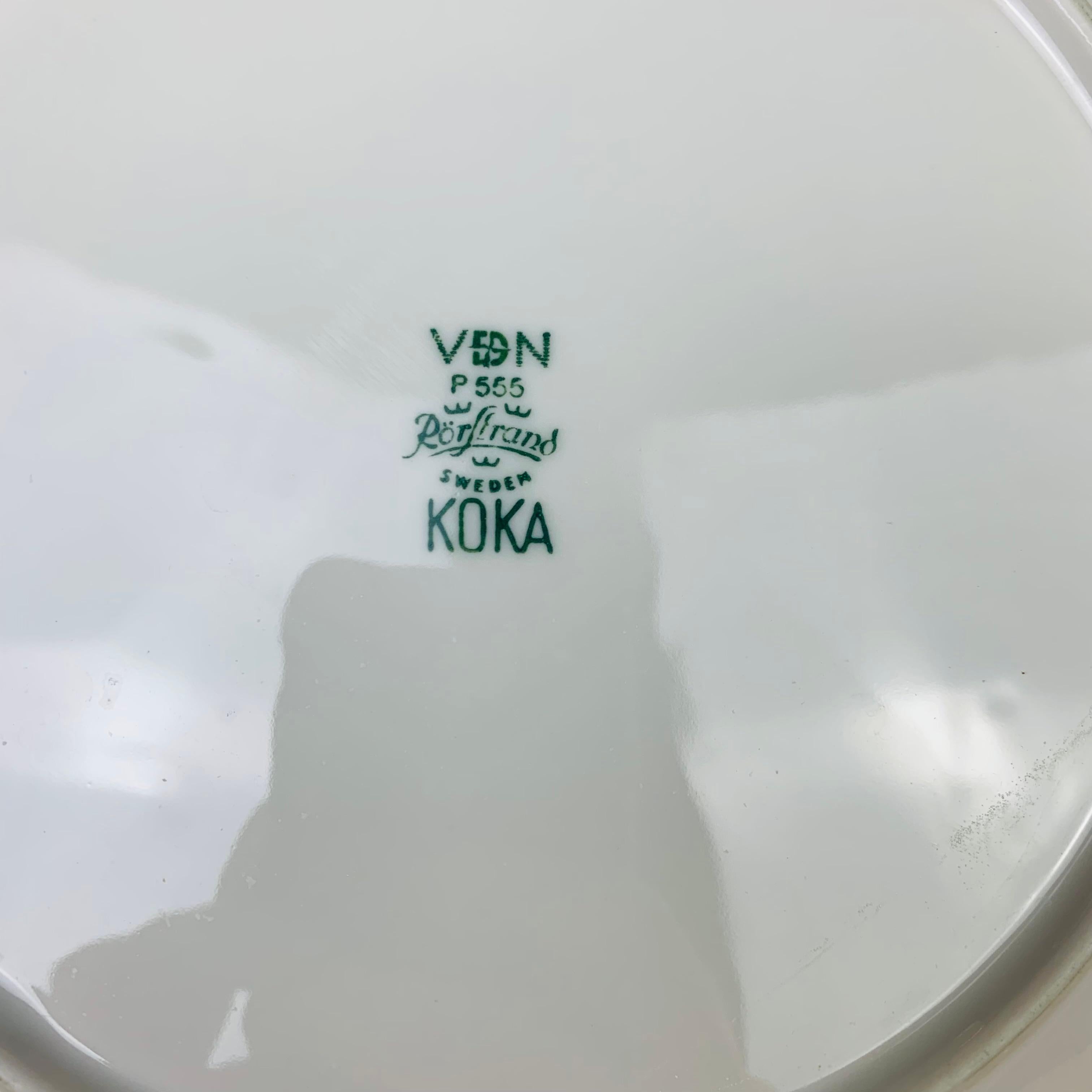 6 Koka dinner plates by Hertha Bengtson for Rörstrand Sweden  For Sale 1