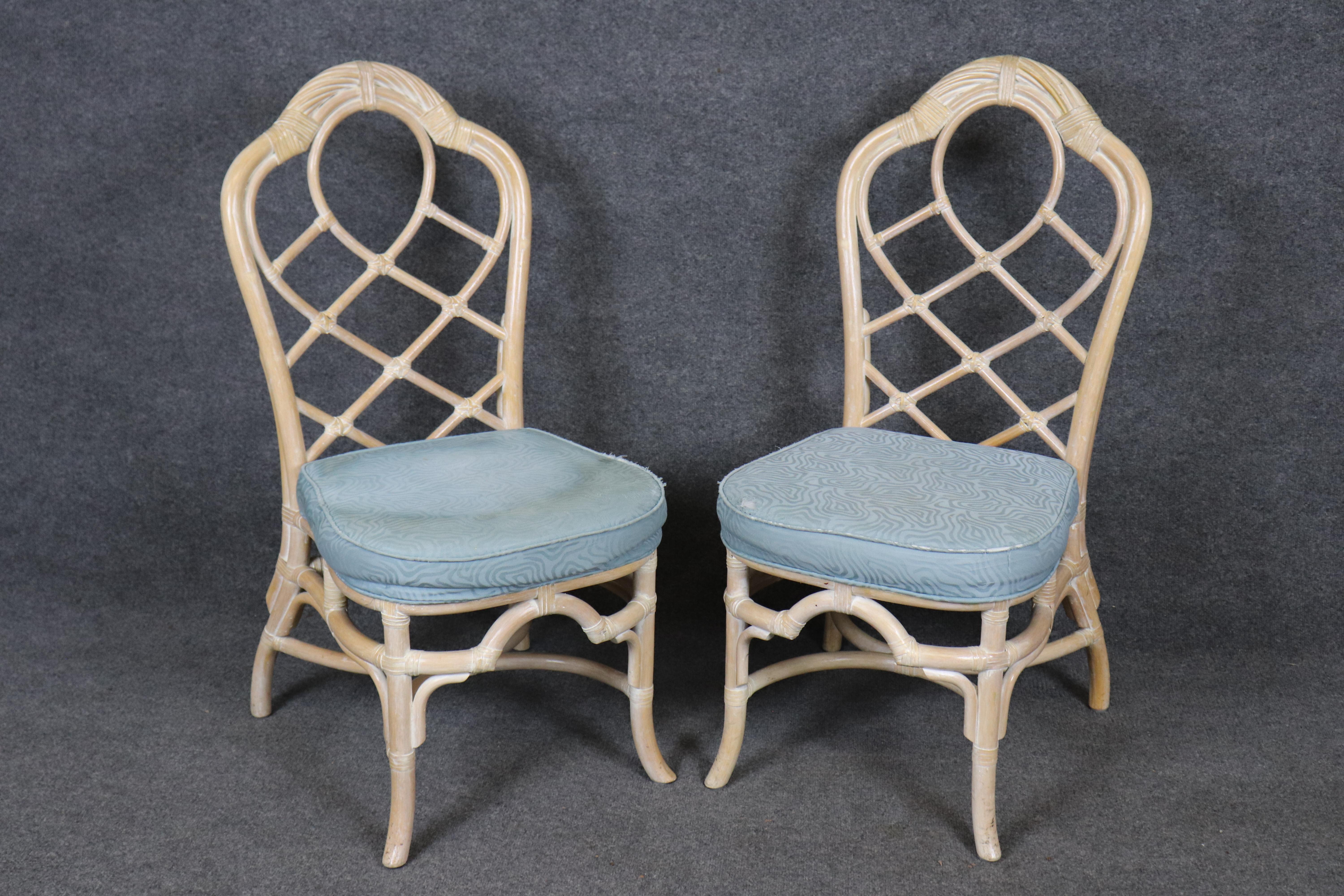 Hollywood Regency 6 Chaises de salle à manger décorées Lane Venture Bamboo Distressed Paint en vente
