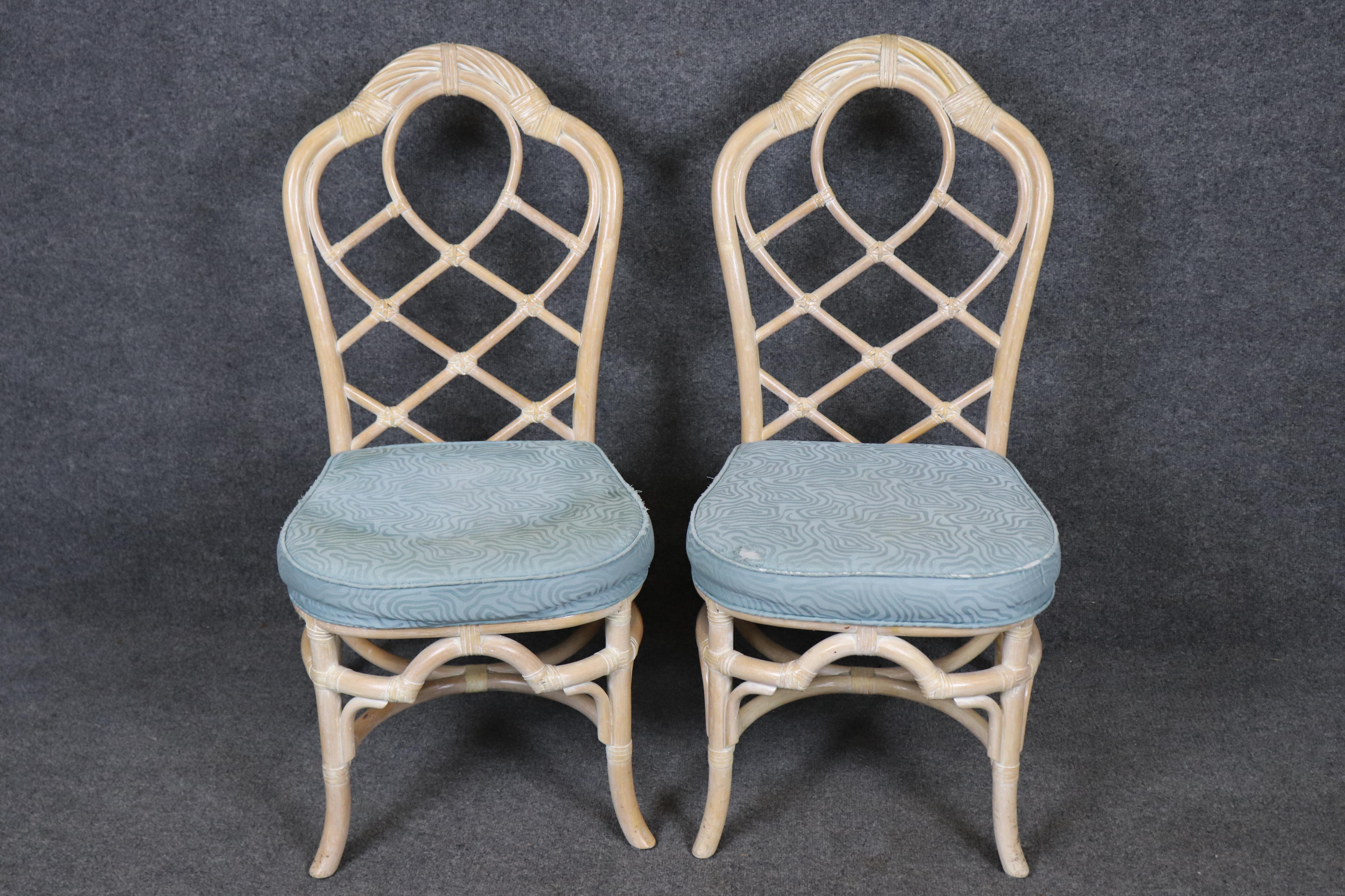 Américain 6 Chaises de salle à manger décorées Lane Venture Bamboo Distressed Paint en vente