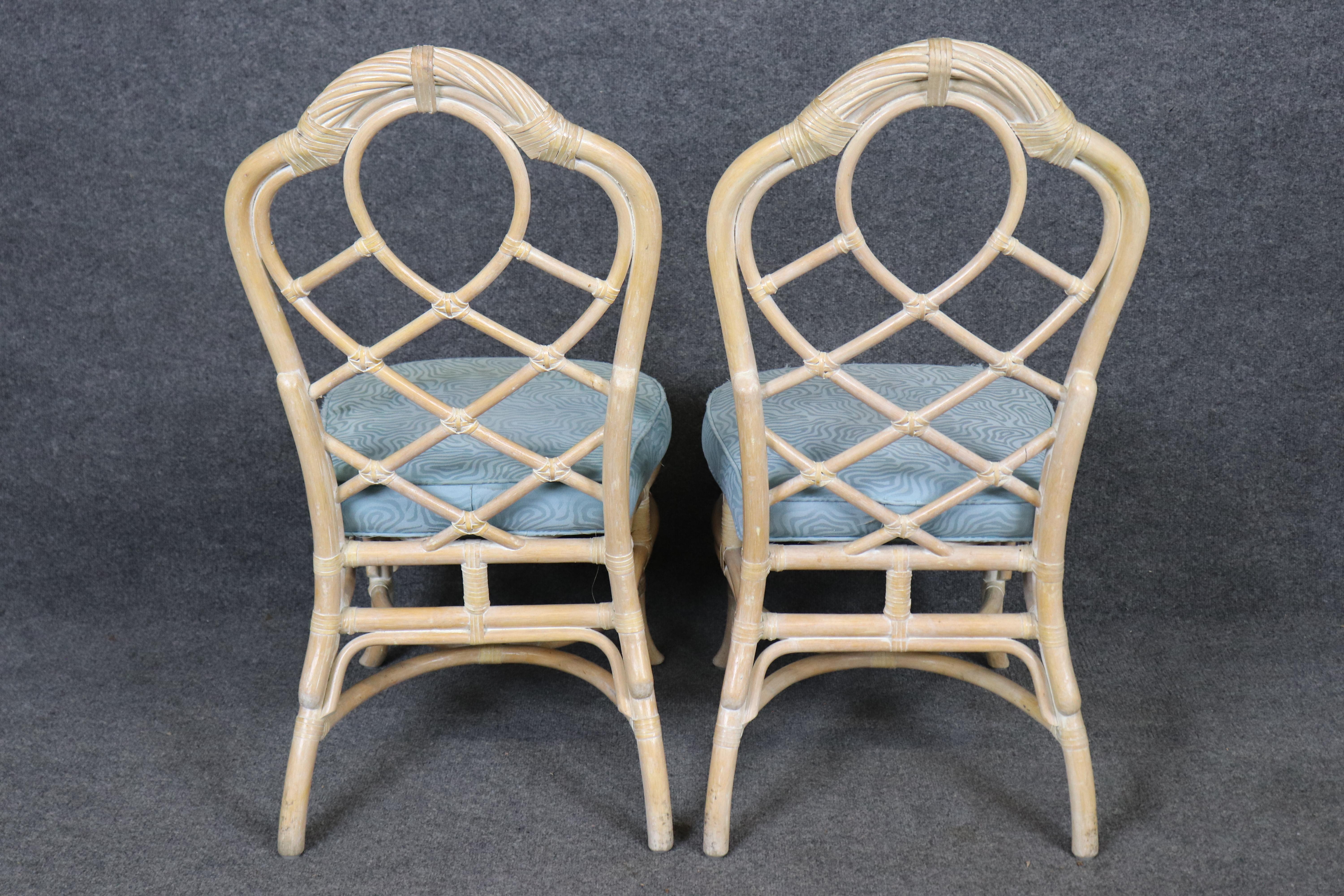 6 Chaises de salle à manger décorées Lane Venture Bamboo Distressed Paint Bon état - En vente à Swedesboro, NJ