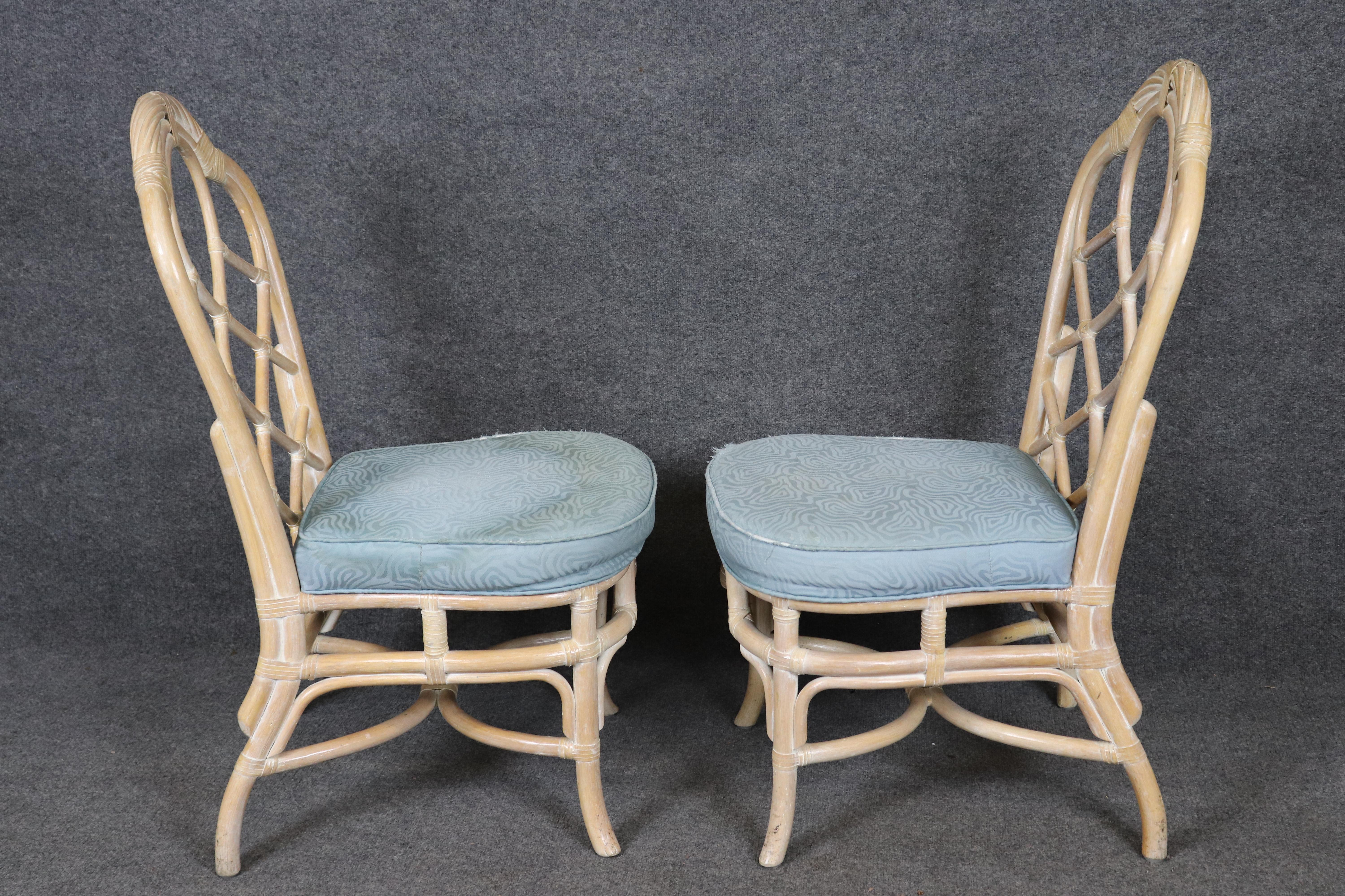 20ième siècle 6 Chaises de salle à manger décorées Lane Venture Bamboo Distressed Paint en vente