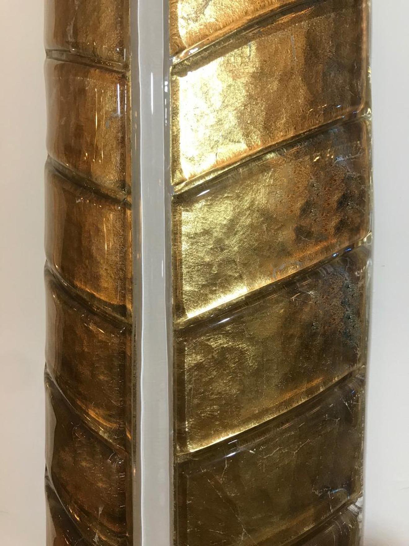 Mid-Century Modern 6 Large Gilded Palm Leaf Murano Glass Wall Lights For Sale