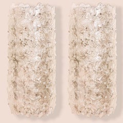 6 Apliques Florales Grandes de Cristal de Murano, Italia