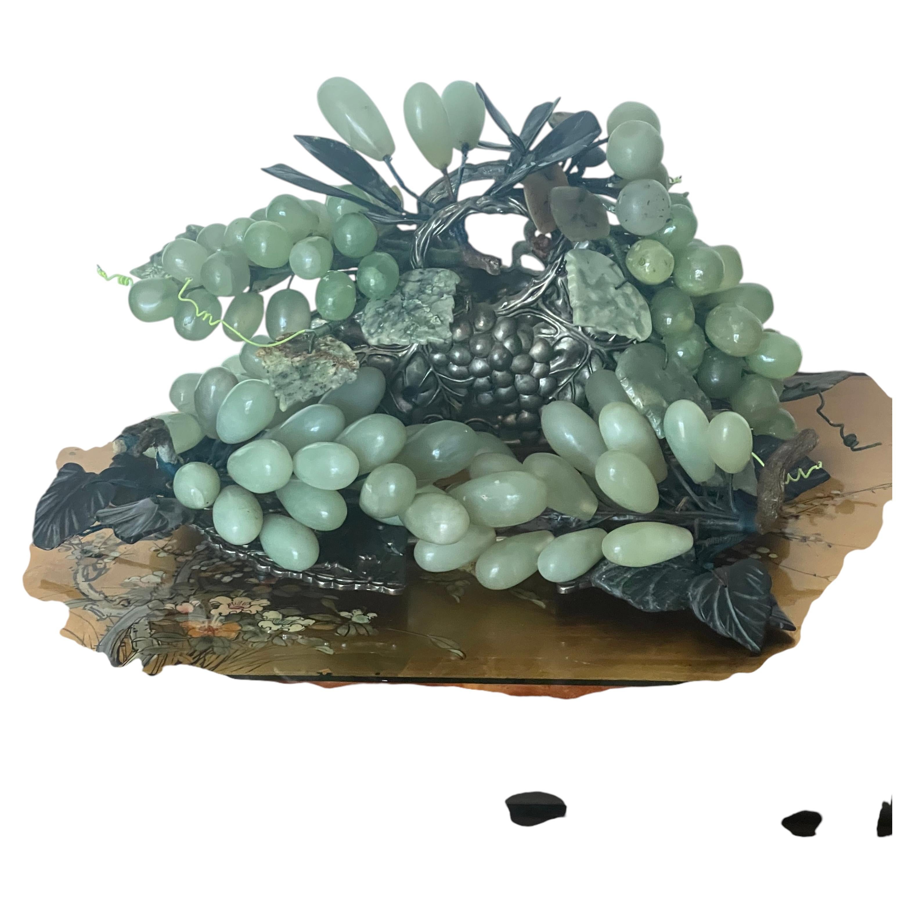 6 Lbs Jade Jadeite Grape Vine Clusters Arrangement For Sale