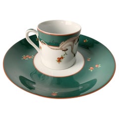 6 Le Cirque Taza Verde y Plato Sobredimensionado Personalizados Por Sasaki Japón Con Mono
