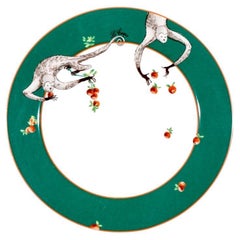 Used 6 Le Cirque N.Y. Bernardaud  Bread & Butter Plates, Green with Monkey
