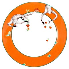 6 Le Cirque N.Y. Bernardaud Orange Bread & Butter Plates with Monkey