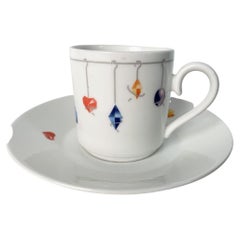 6 Le Cirque N.Y. Custom Coffee Cups and Saucers by Villeroy & Boch with Gems