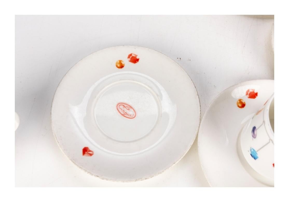 6 Le Cirque N.Y. Custom Coffee Cups and Saucers by Villeroy & Boch with Gems In Good Condition In Bridgeport, CT