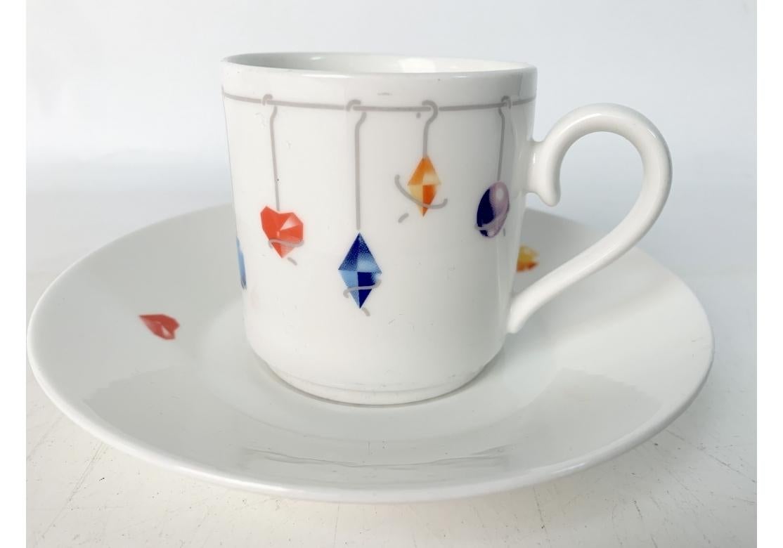 6 Le Cirque N.Y. Custom Cups And Saucers By Villeroy & Boch With Gems For Sale 2