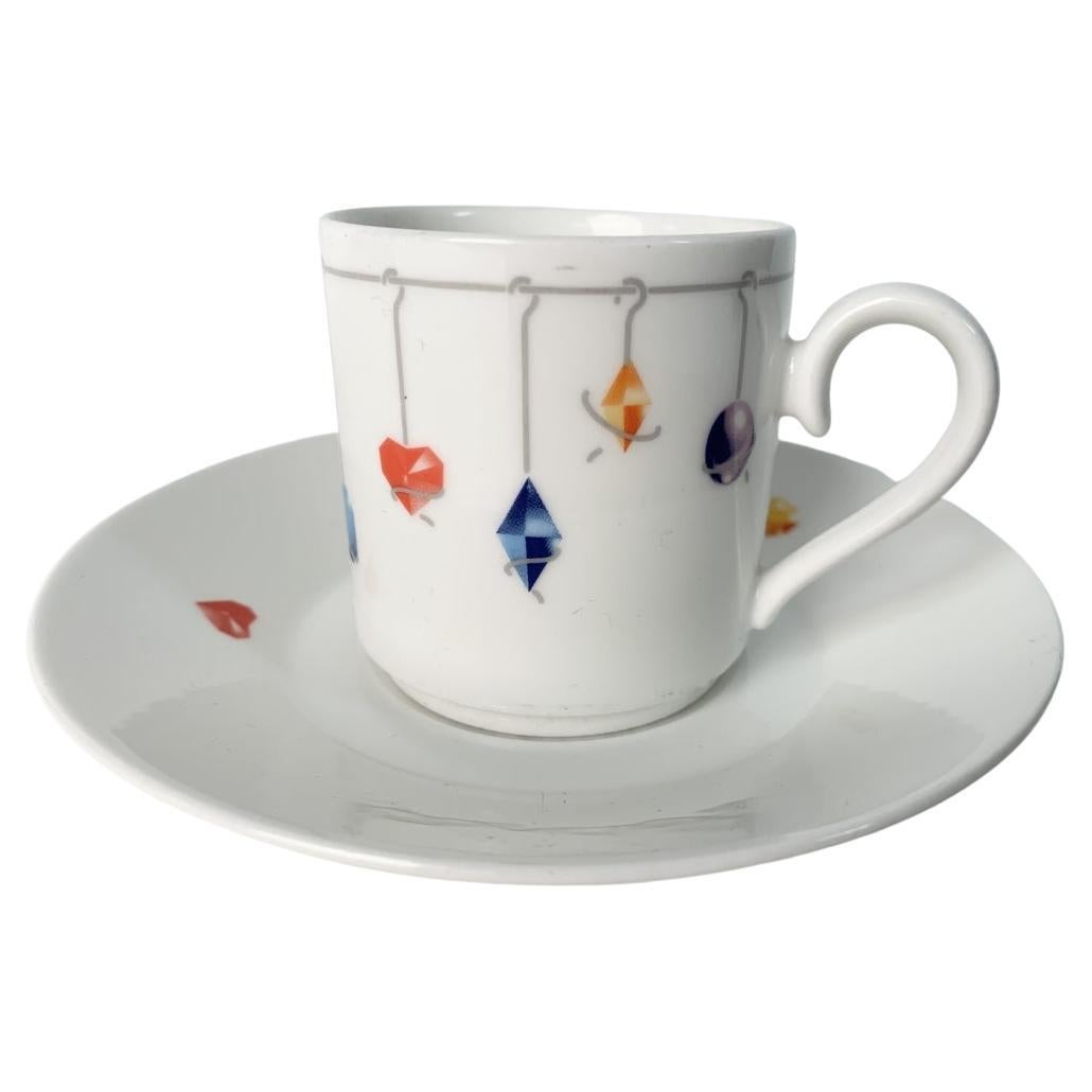 6 Le Cirque N.Y. Custom Cups And Saucers By Villeroy & Boch With Gems For Sale